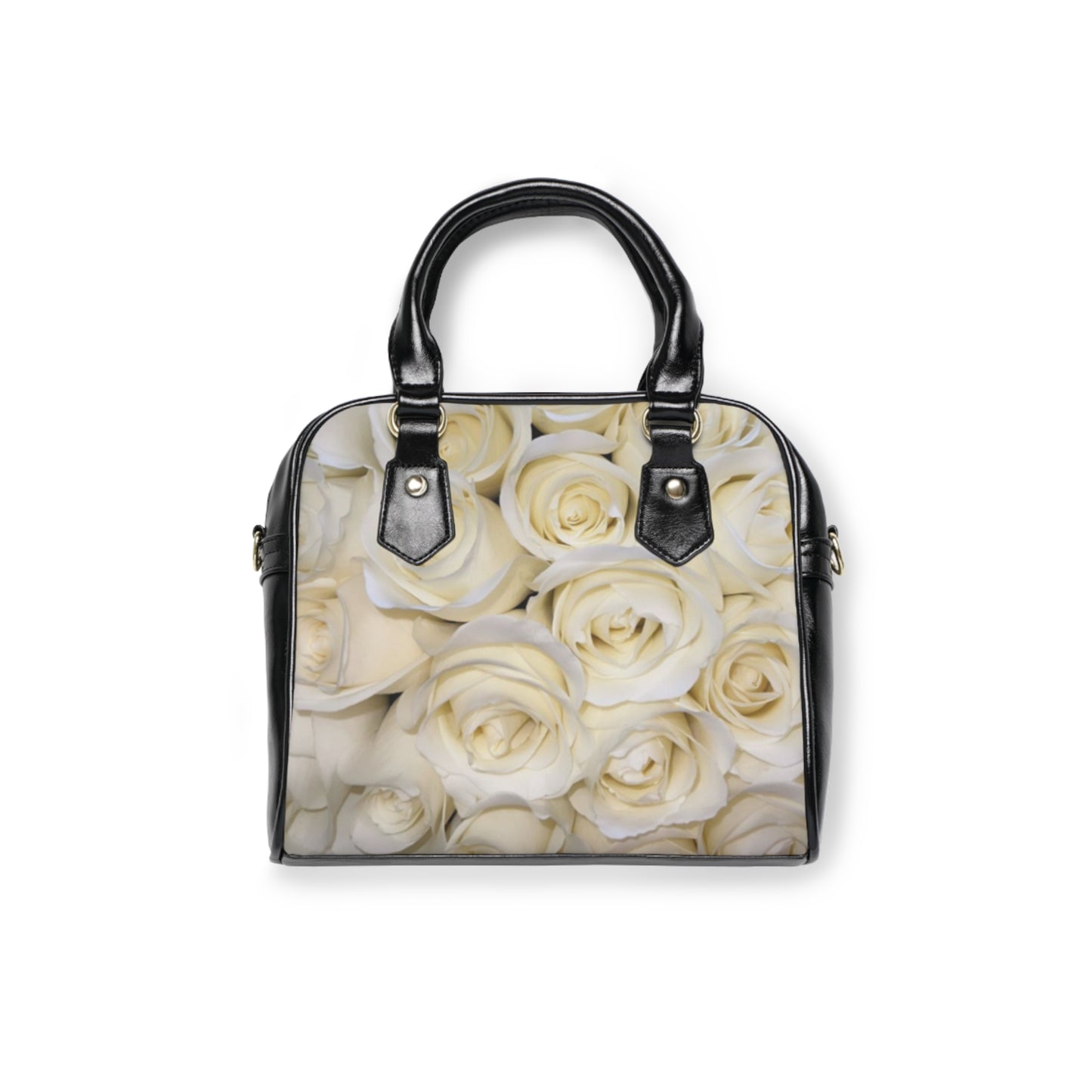 White Roses Floral Shoulder Handbag – Timeless & Subtle
