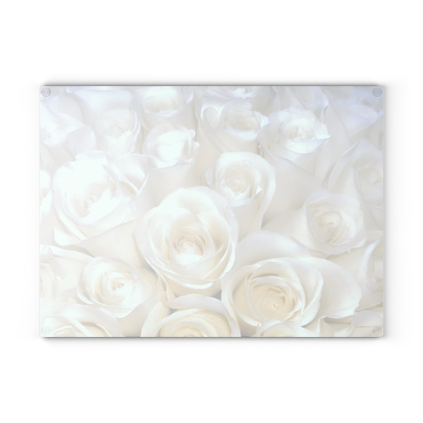 White Roses Glass Cutting Board – Classy Floral Kitchen Accent