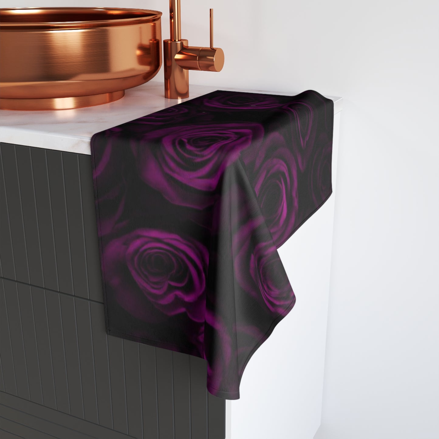 Dark Purple Roses Hand Towel