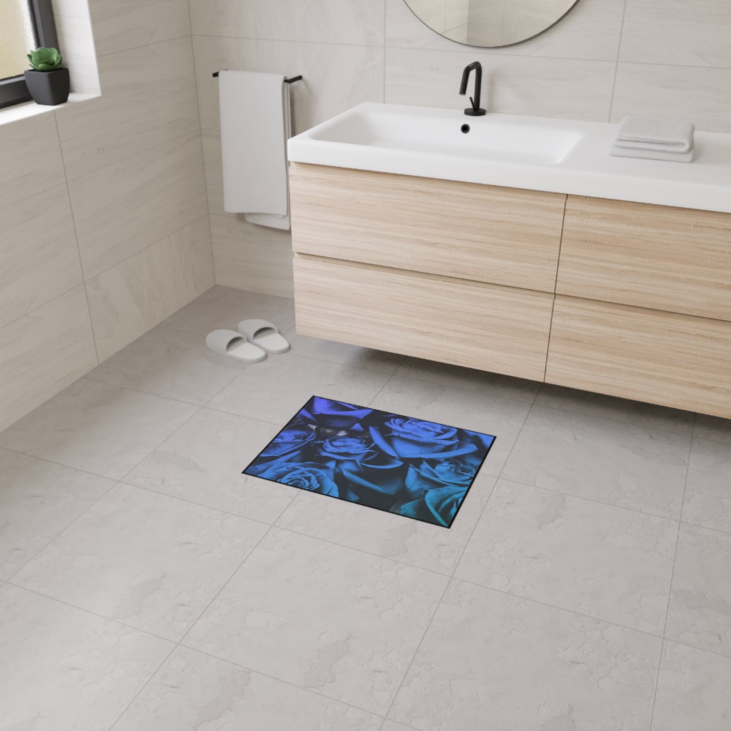 Blue Roses Heavy Duty Floor Mat