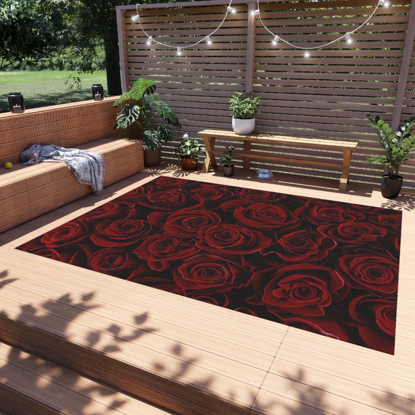 Red Roses Outdoor Rug