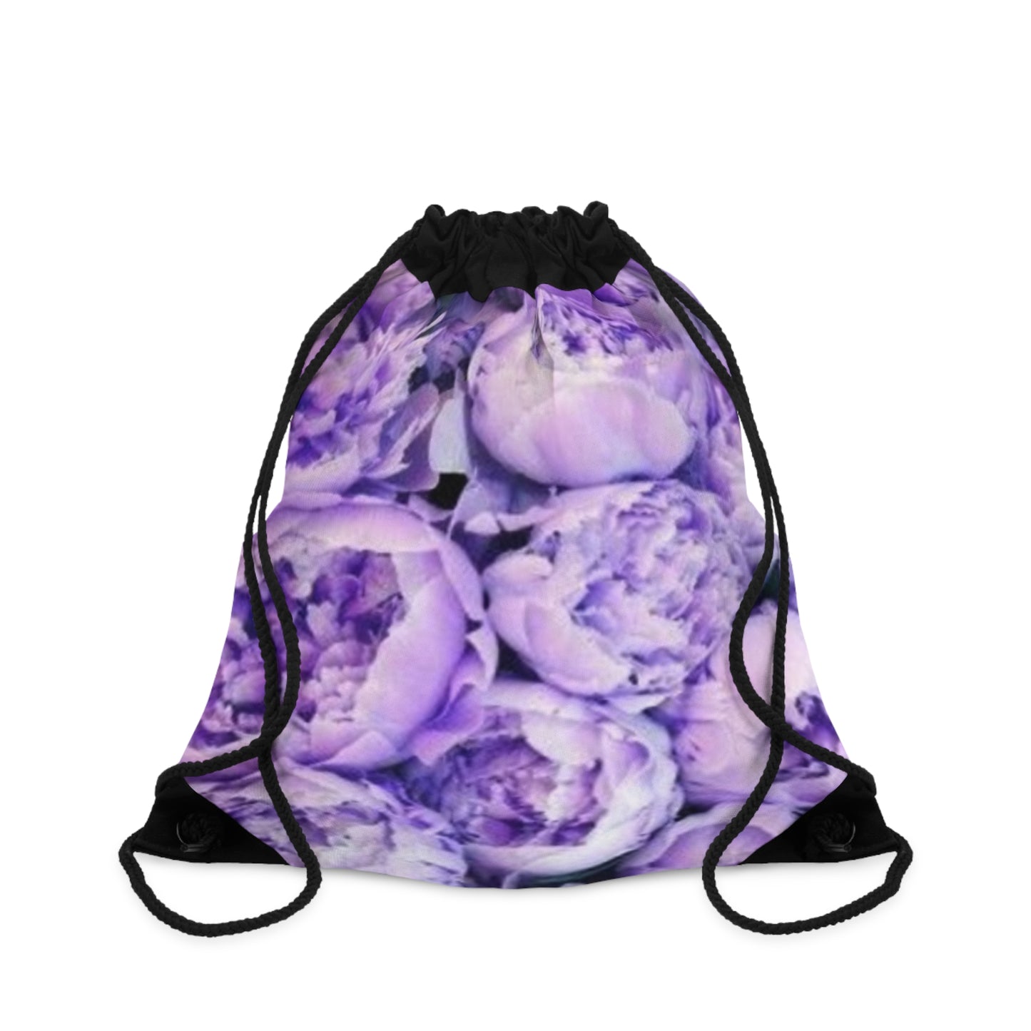 Purple Peony Floral Drawstring Bag