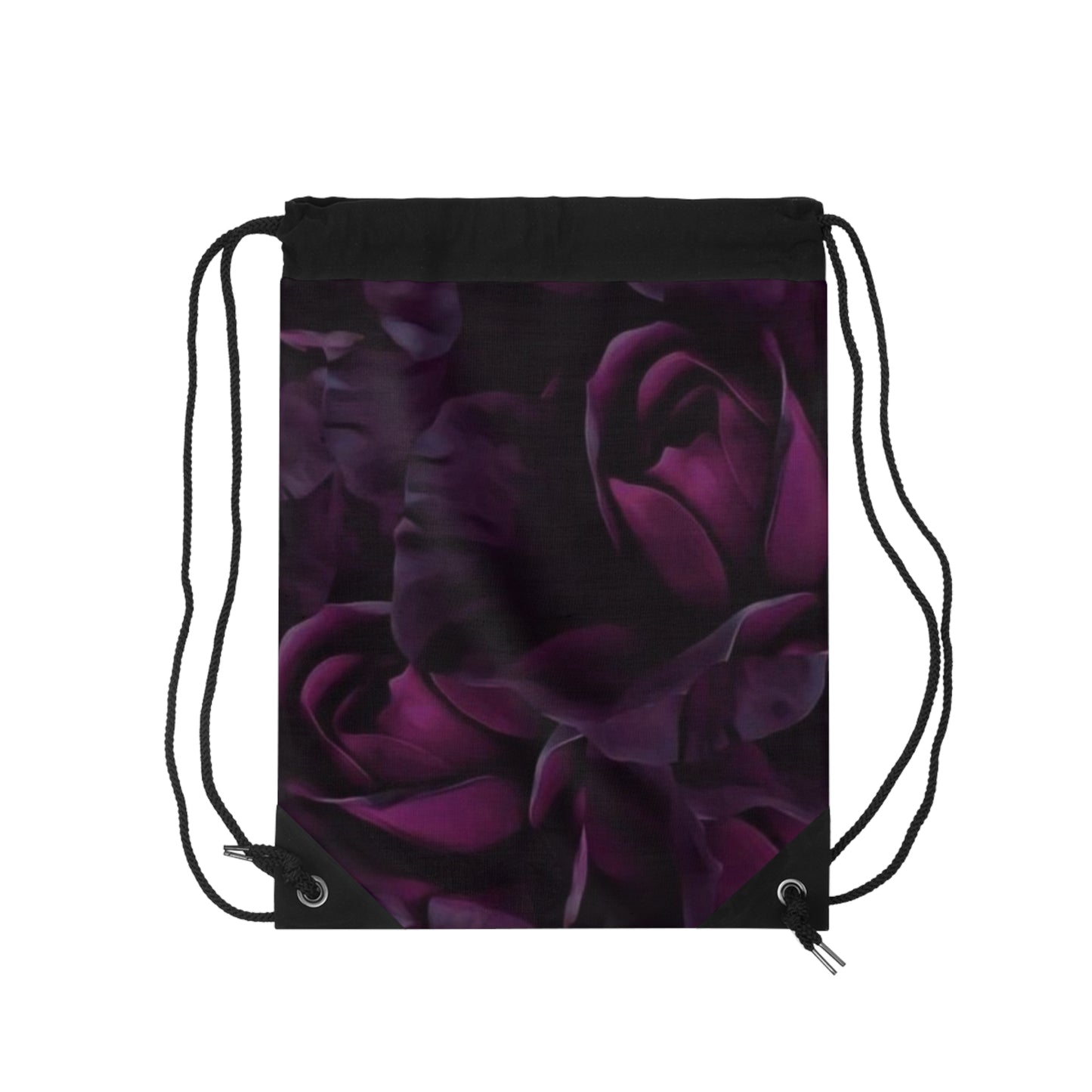 Dark Purple Floral Drawstring Bag