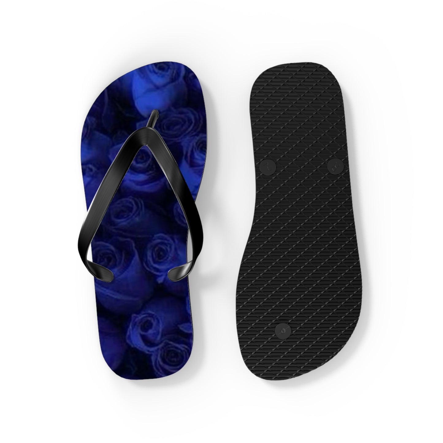 Dark Blue Roses Flip Flops