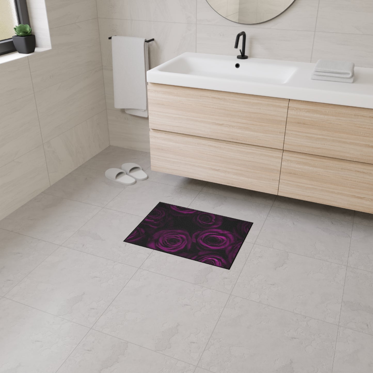 Dark Purple Roses Heavy Duty Floor Mat