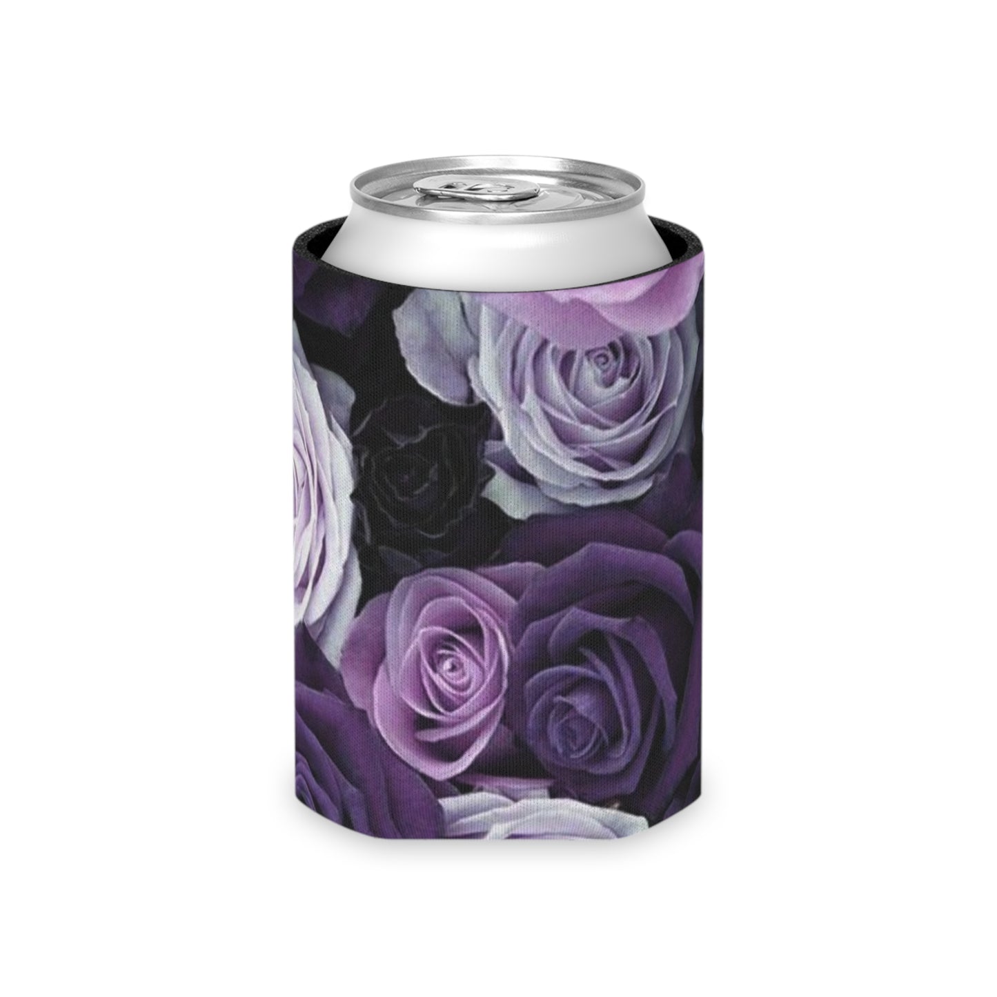 Floral Can Cooler - Purple Roses Design
