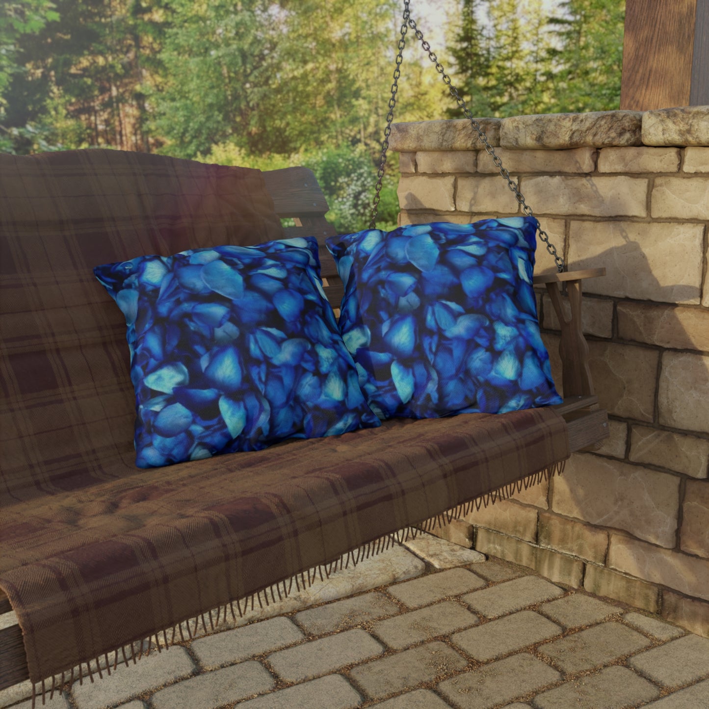Blue Petals Outdoor Pillow