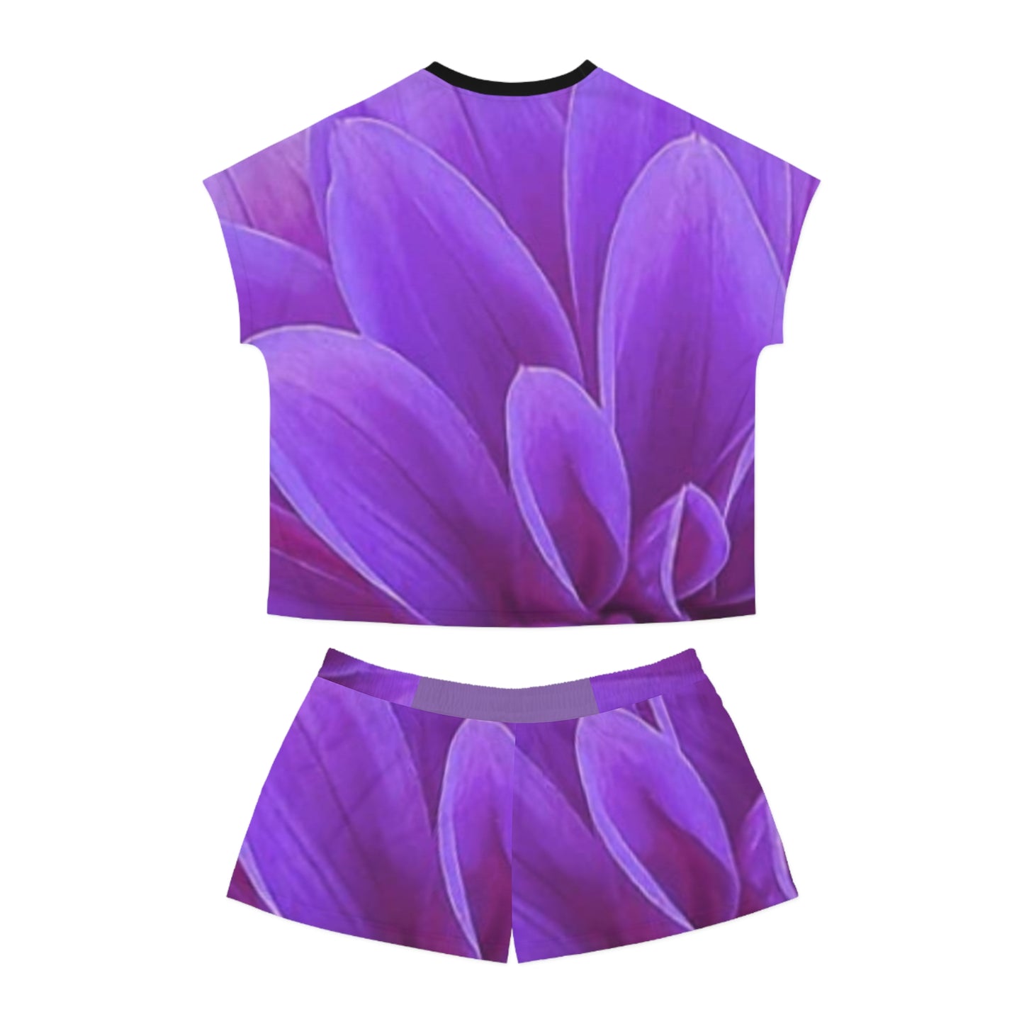 Purple Dahlia Floral Pajama Set for Women