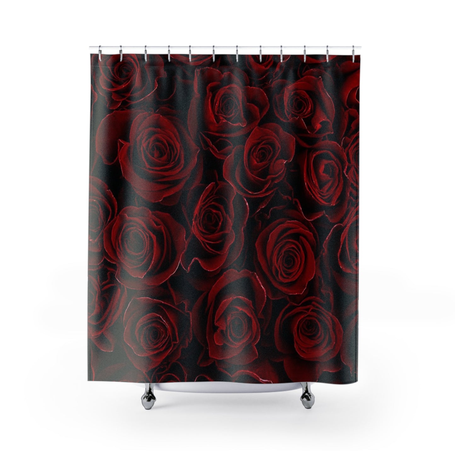 Red Roses Floral Shower Curtain for Romantic Bathroom Look