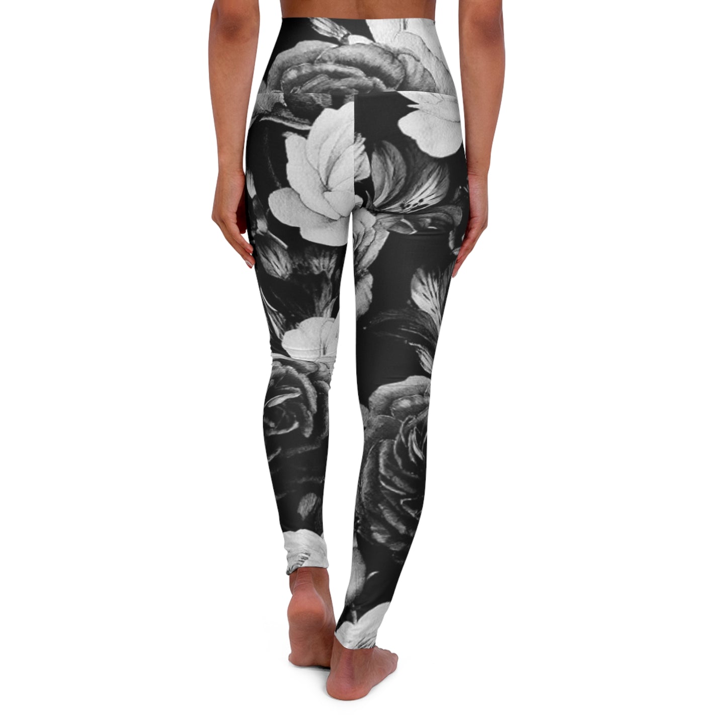 Black & White Floral Skinny Fit Legging for Gym