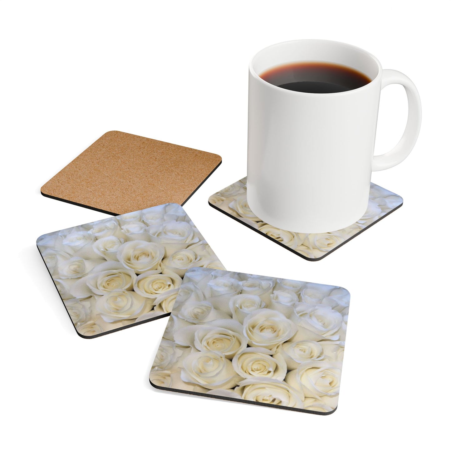 White Roses Coaster Set