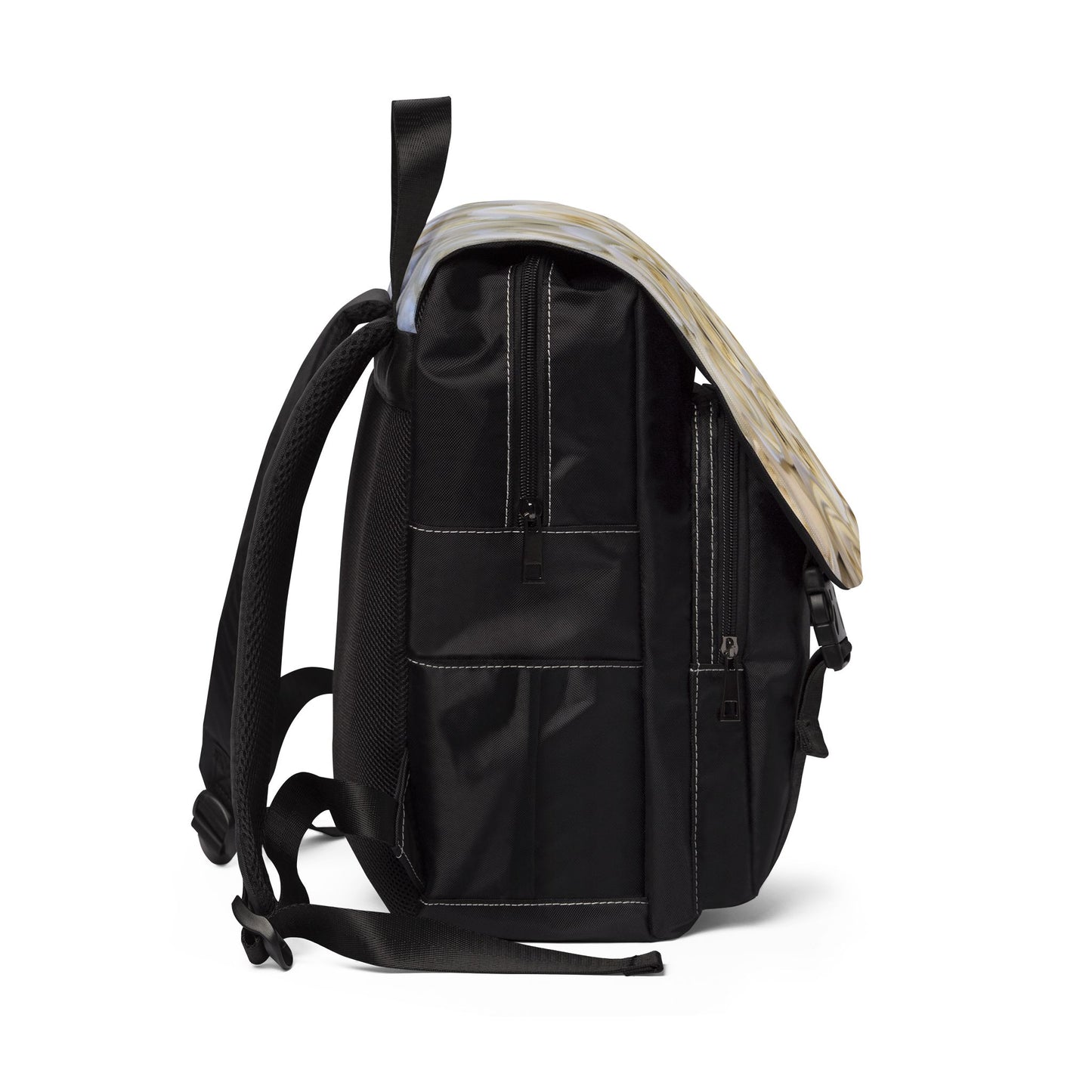 White Roses Unisex Floral Flap Backpack – Stylish & Versatile