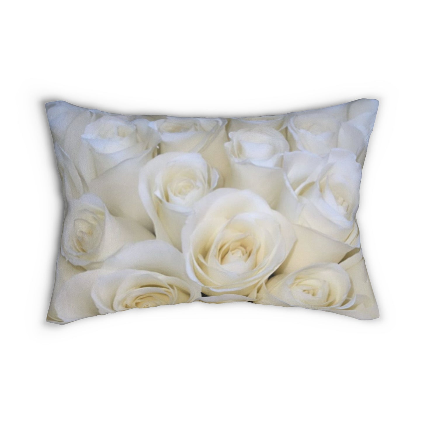 Floral Lumbar Pillow – White Roses Design