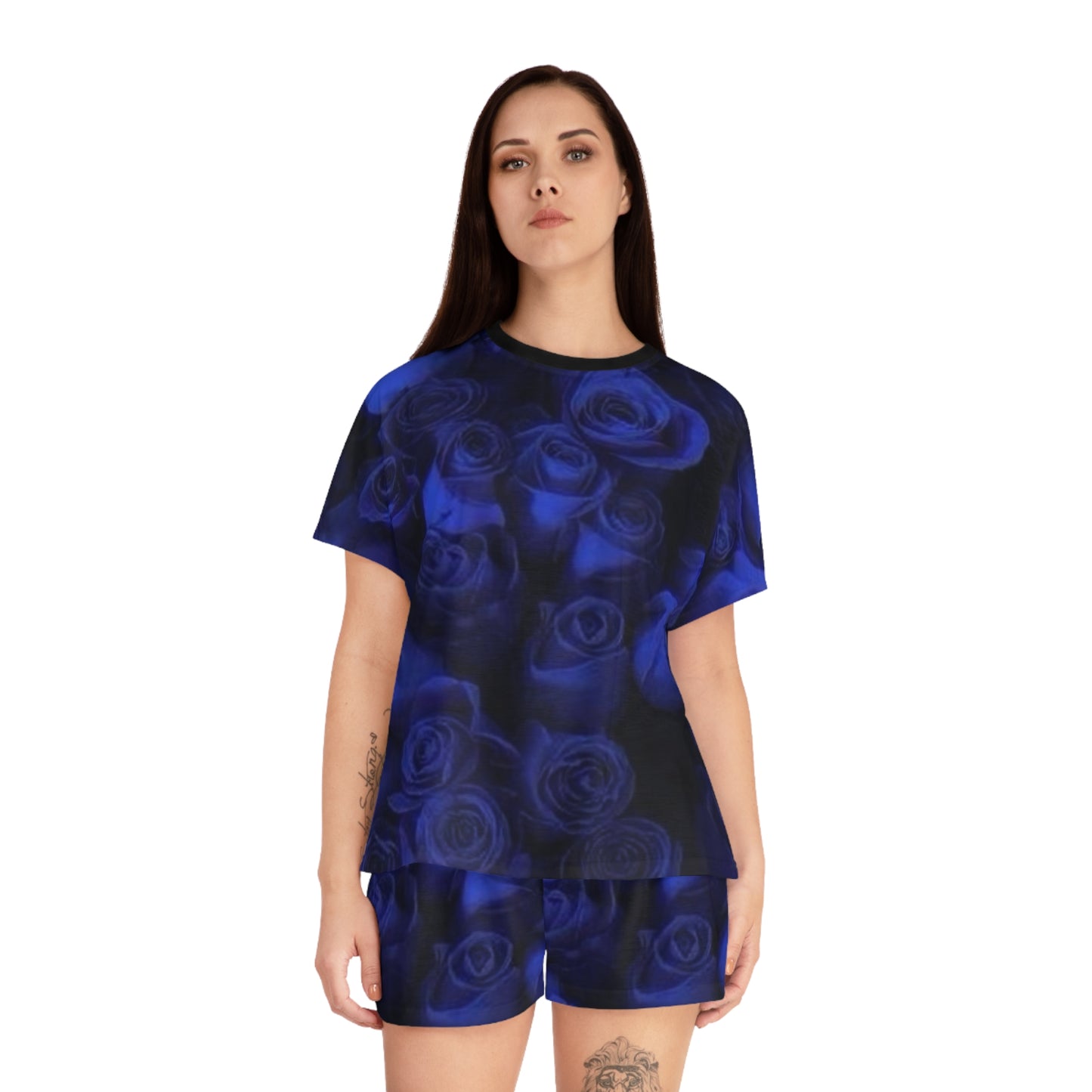 Dark Blue Roses Pajama Set