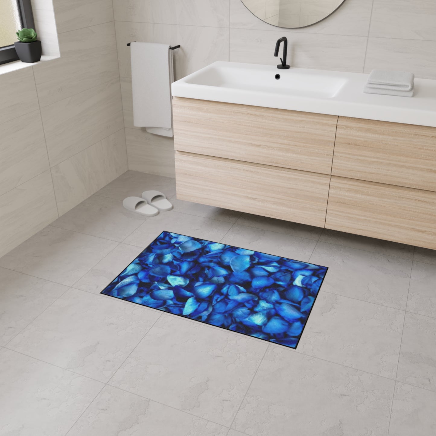 Blue Petals Heavy Duty Floor Mat