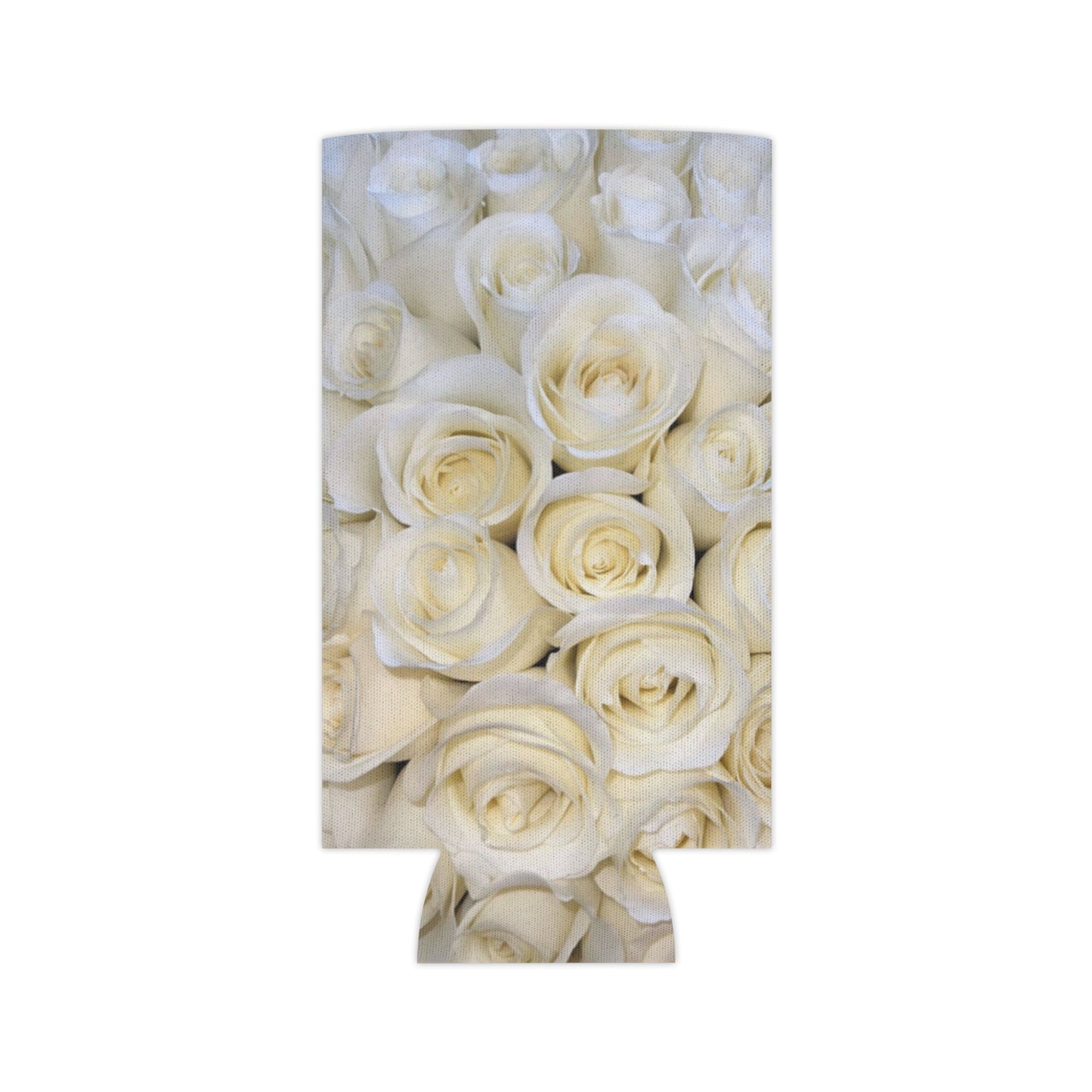 Floral Can Cooler - White Roses Design