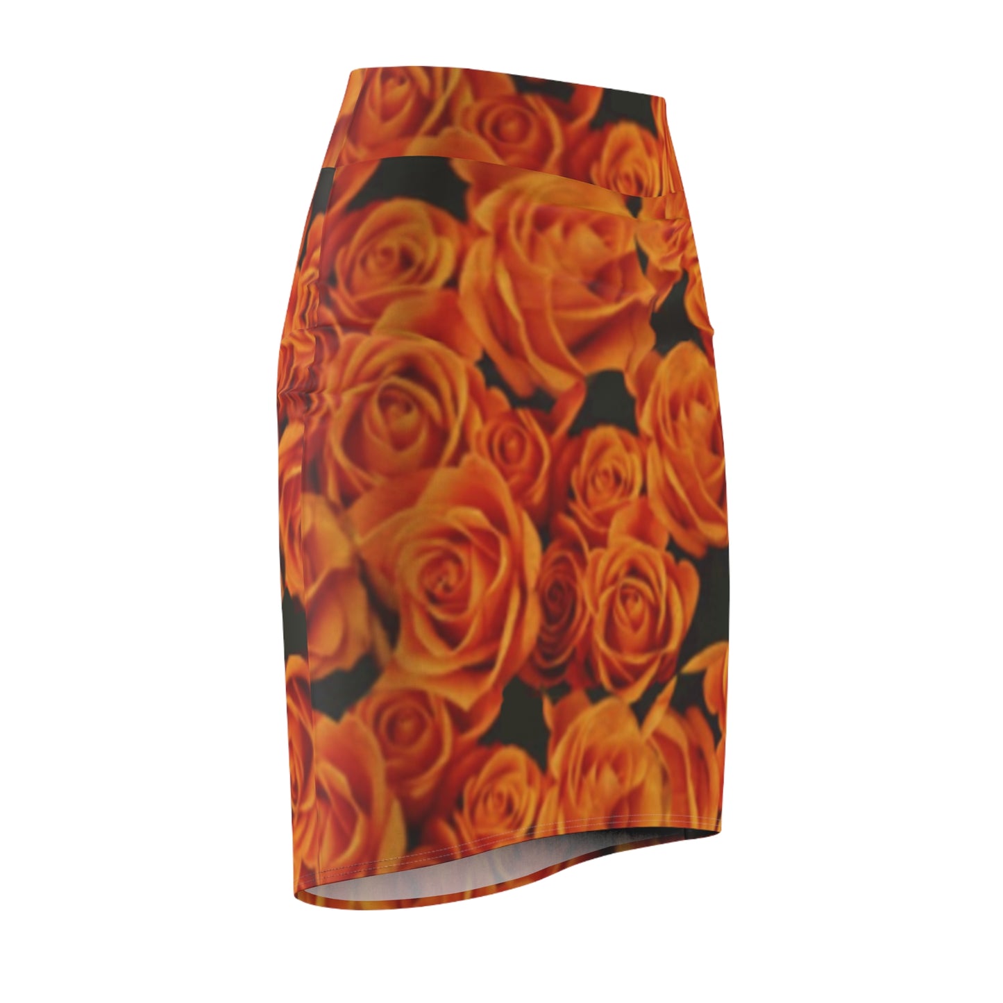 Orange Roses Pencil Skirt