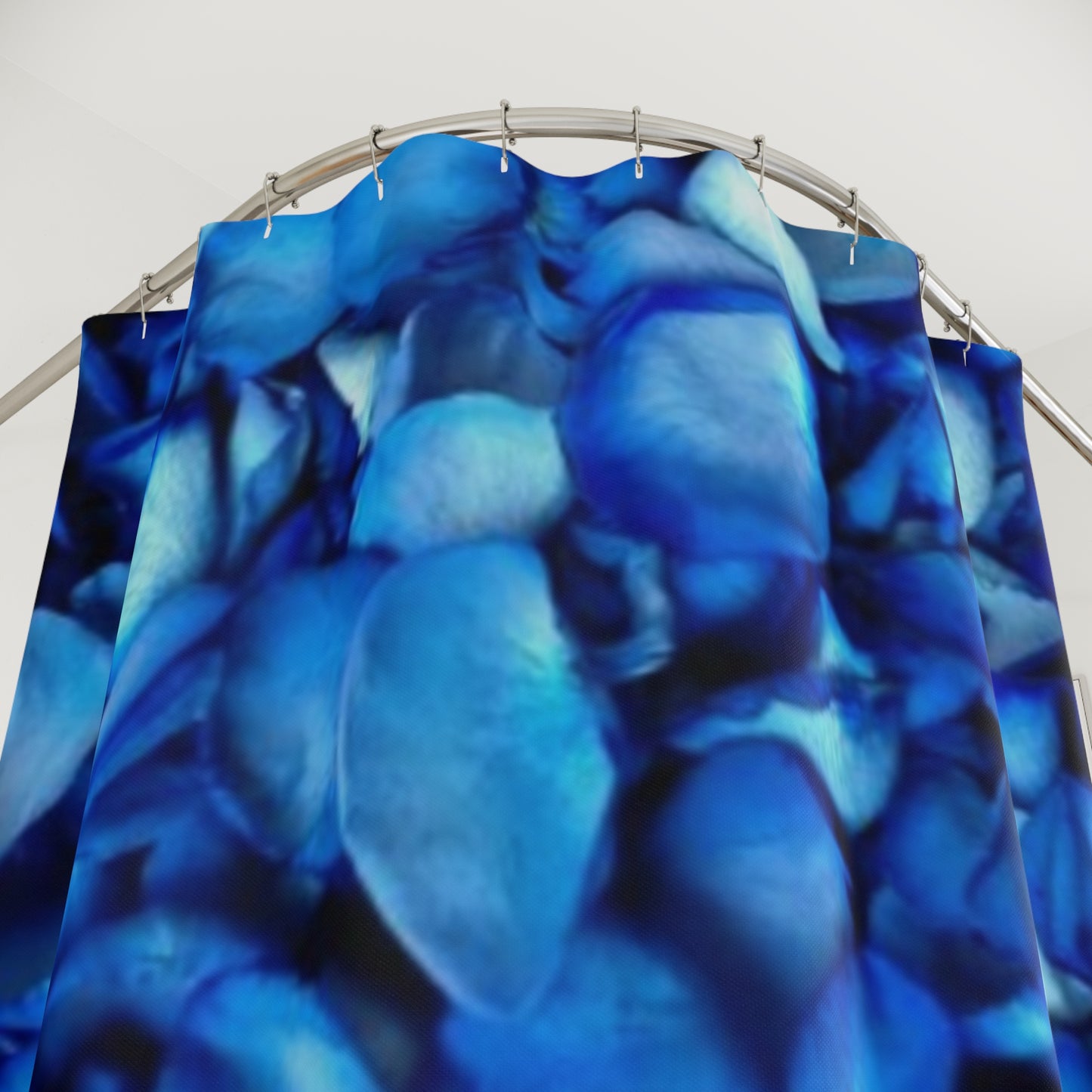 Blue Petals Floral Shower Curtain for Calm Bathroom Vibes