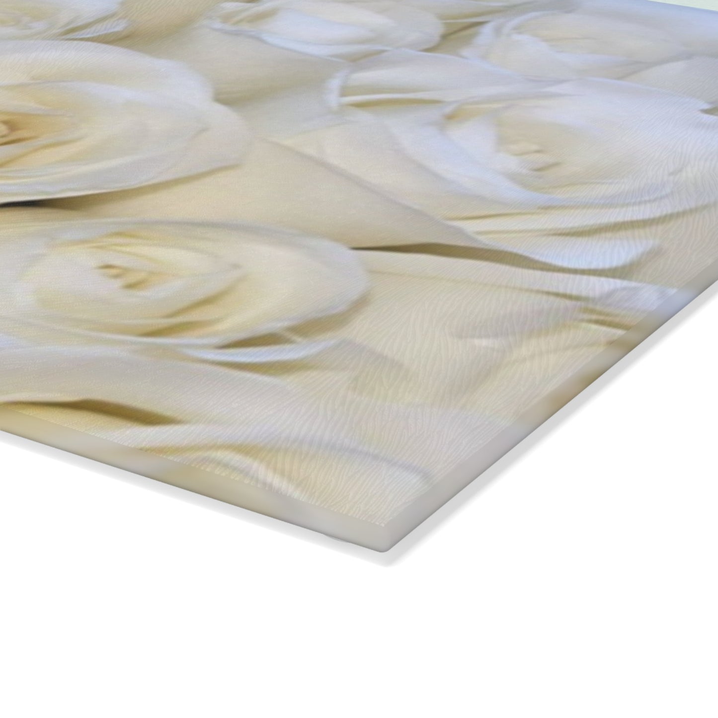 White Roses Glass Cutting Board – Classy Floral Kitchen Accent