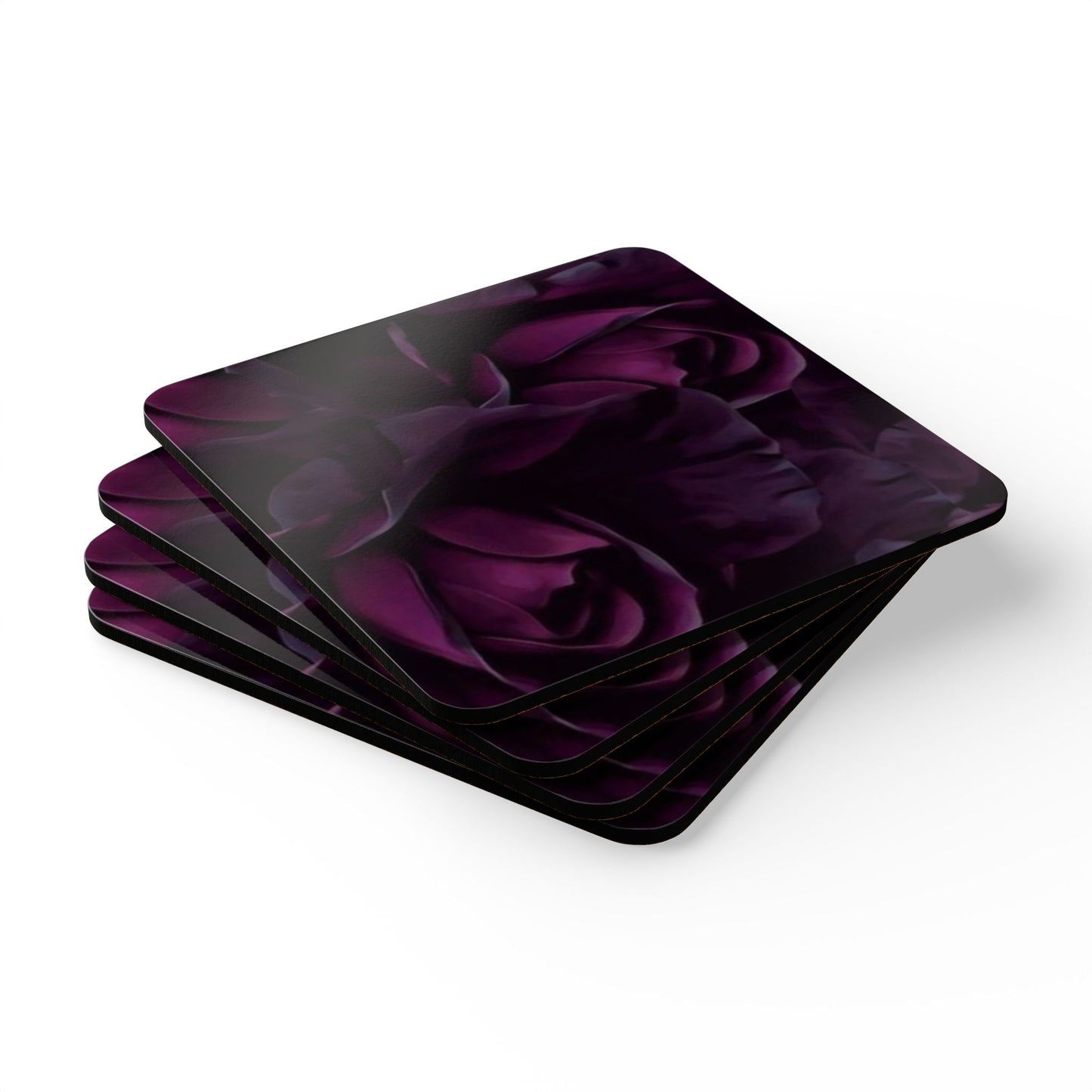 Dark Purple Floral Drink Coasters For Table