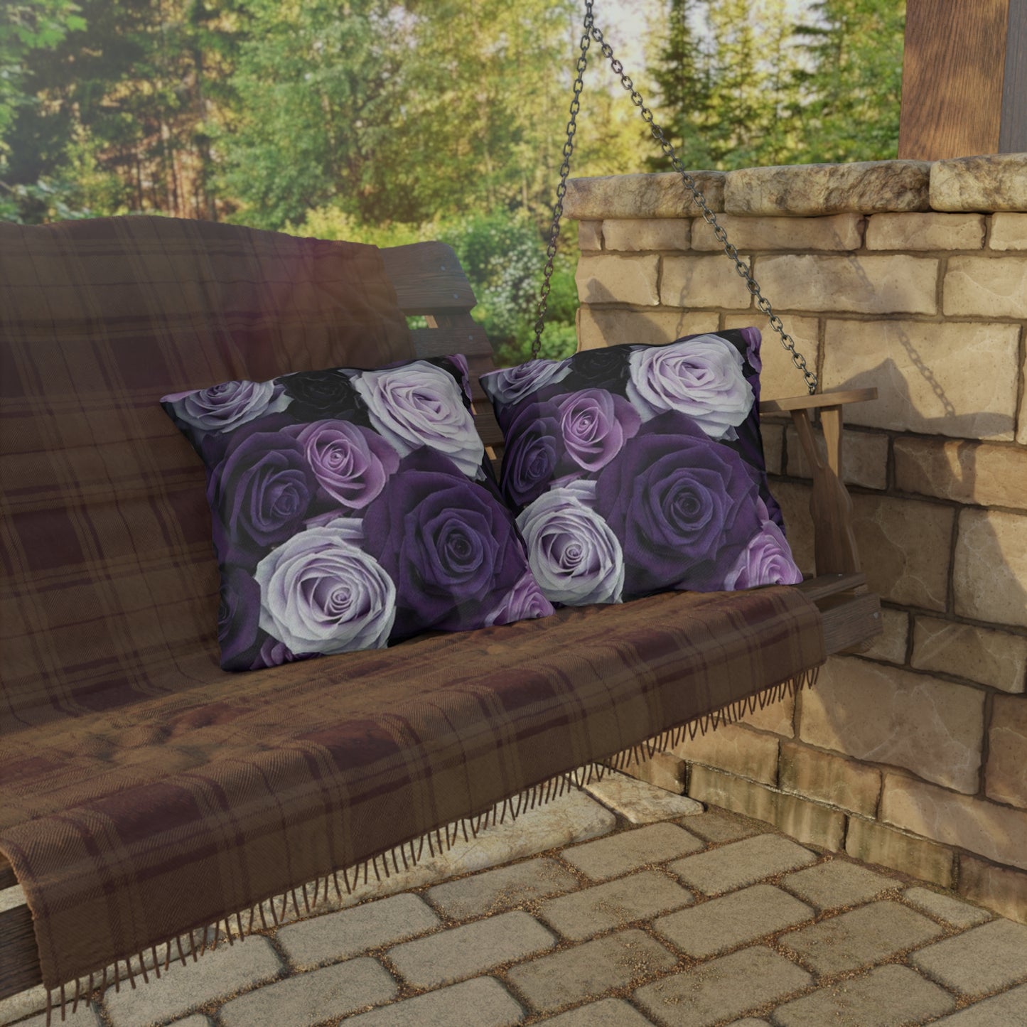 Purple Roses Outdoor Pillow