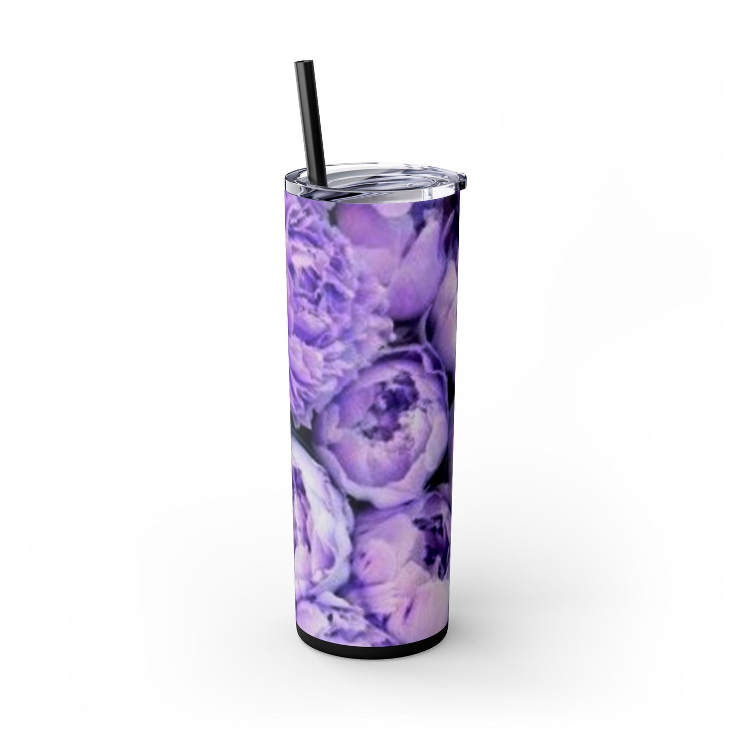 Purple Peony Floral Skinny Tumbler – Durable Stainless Steel 20 oz