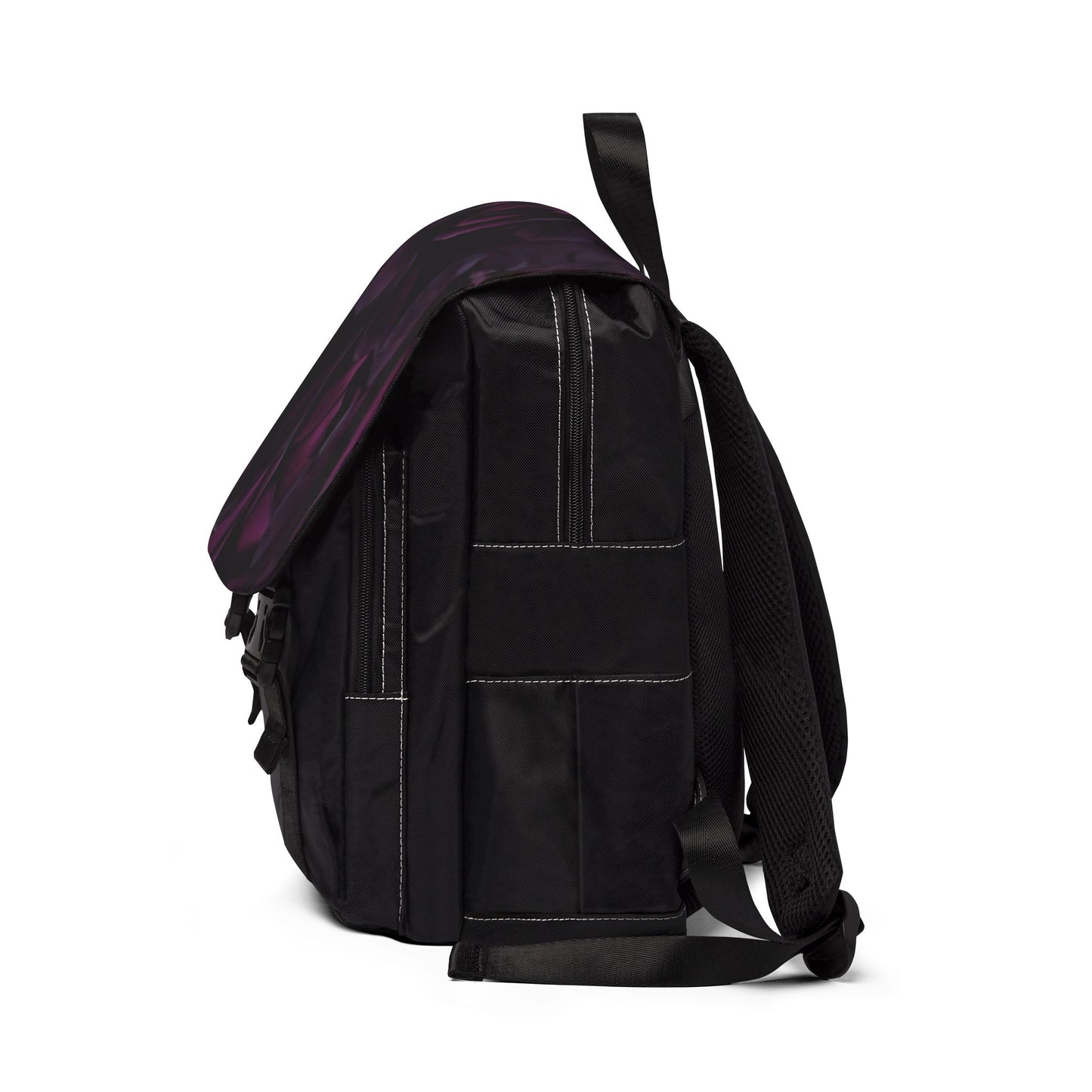 Dark Purple Floral Flap Backpack