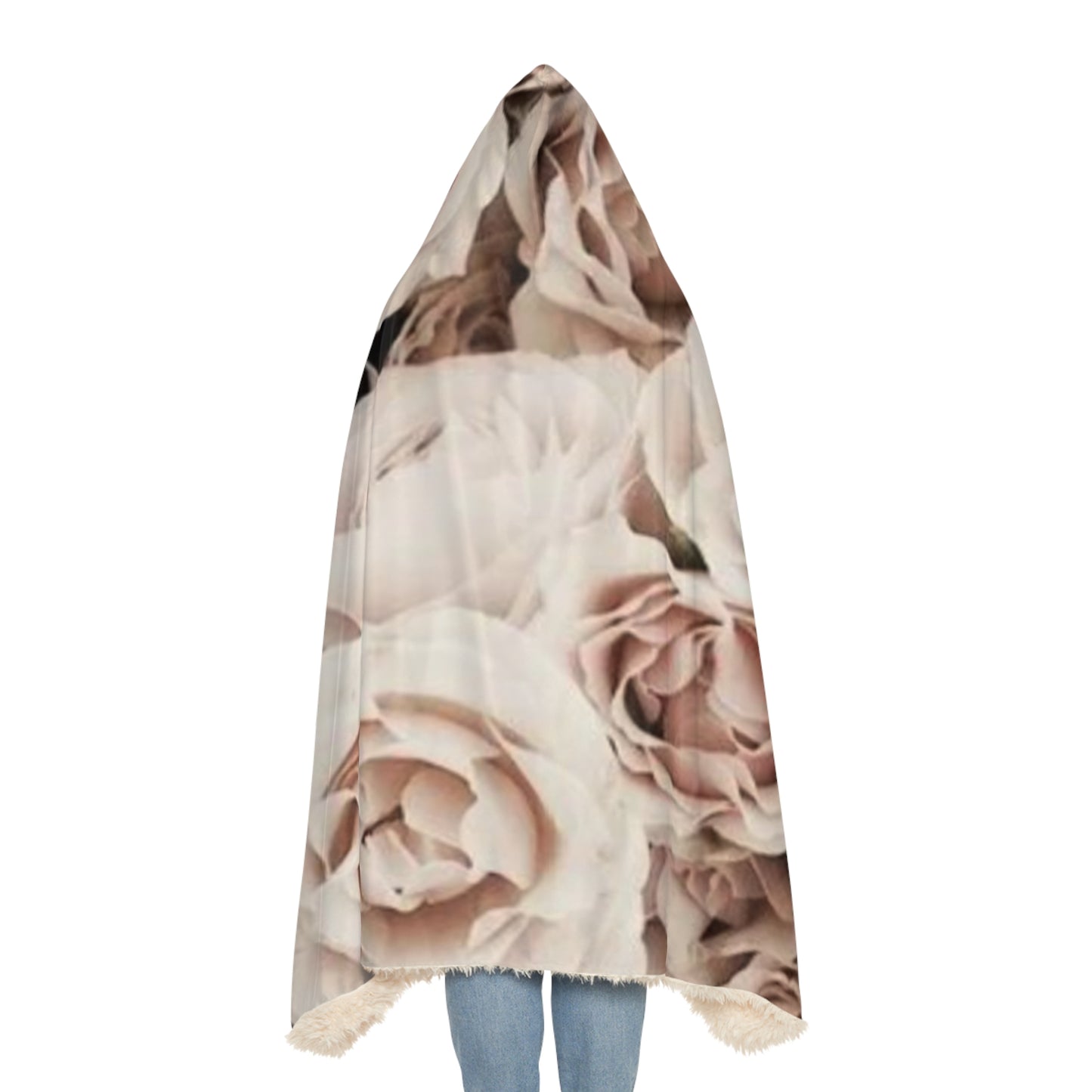 Light Pink Roses Hood Blanket