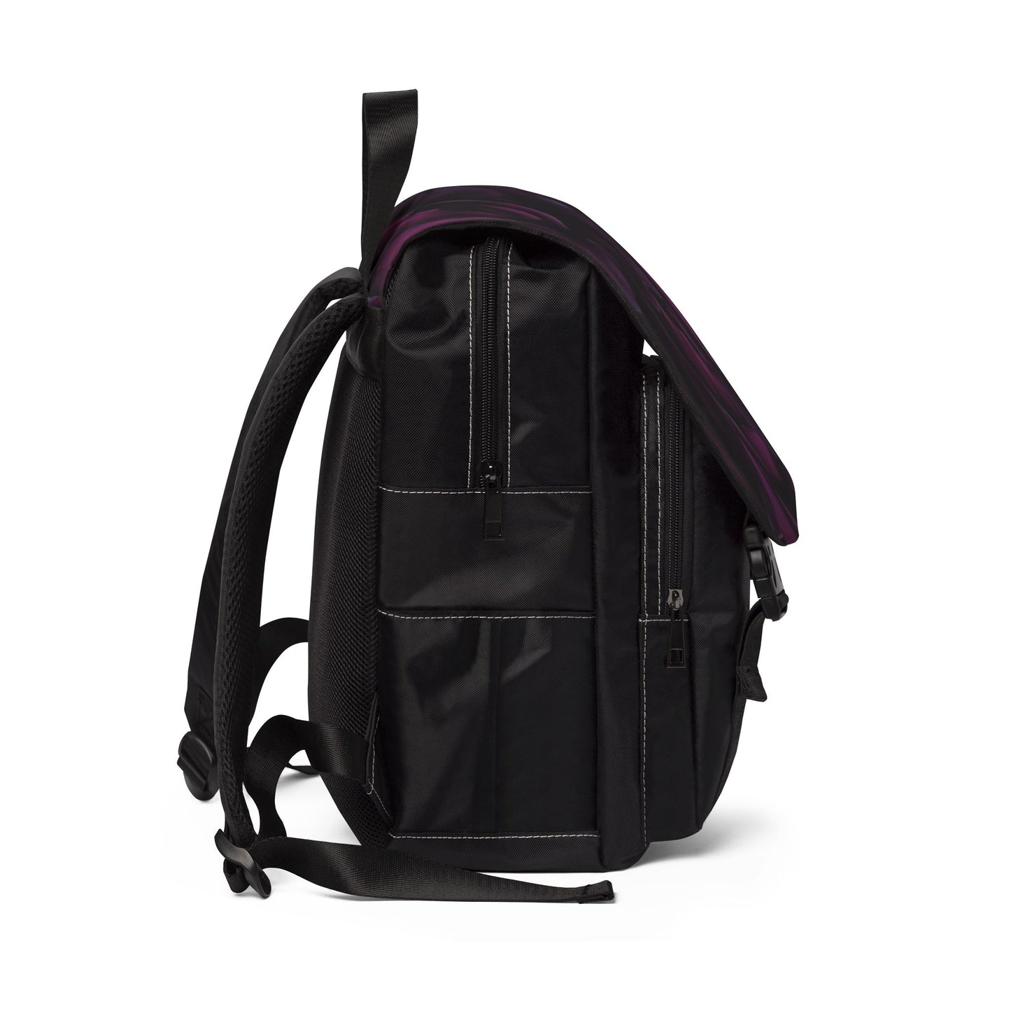 Dark Purple Floral Flap Backpack