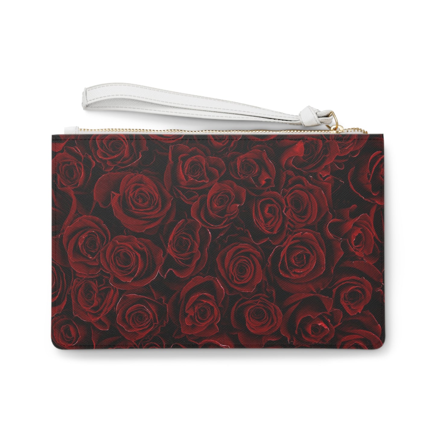 Red Roses Floral Leather Clutch Bag for Women