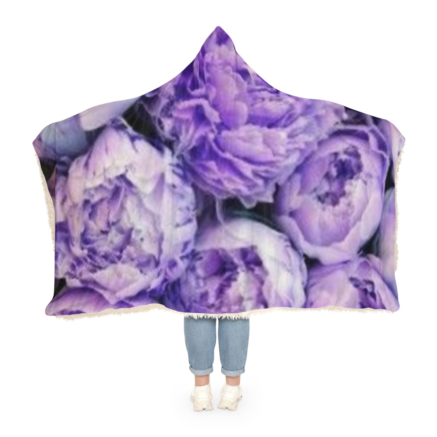 Purple Peony Floral Hooded Blanket – Snuggly Elegance