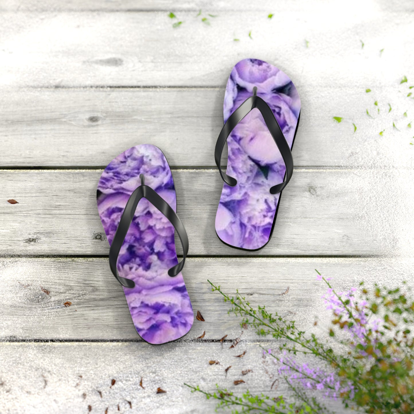 Purple Peony Flip Flops