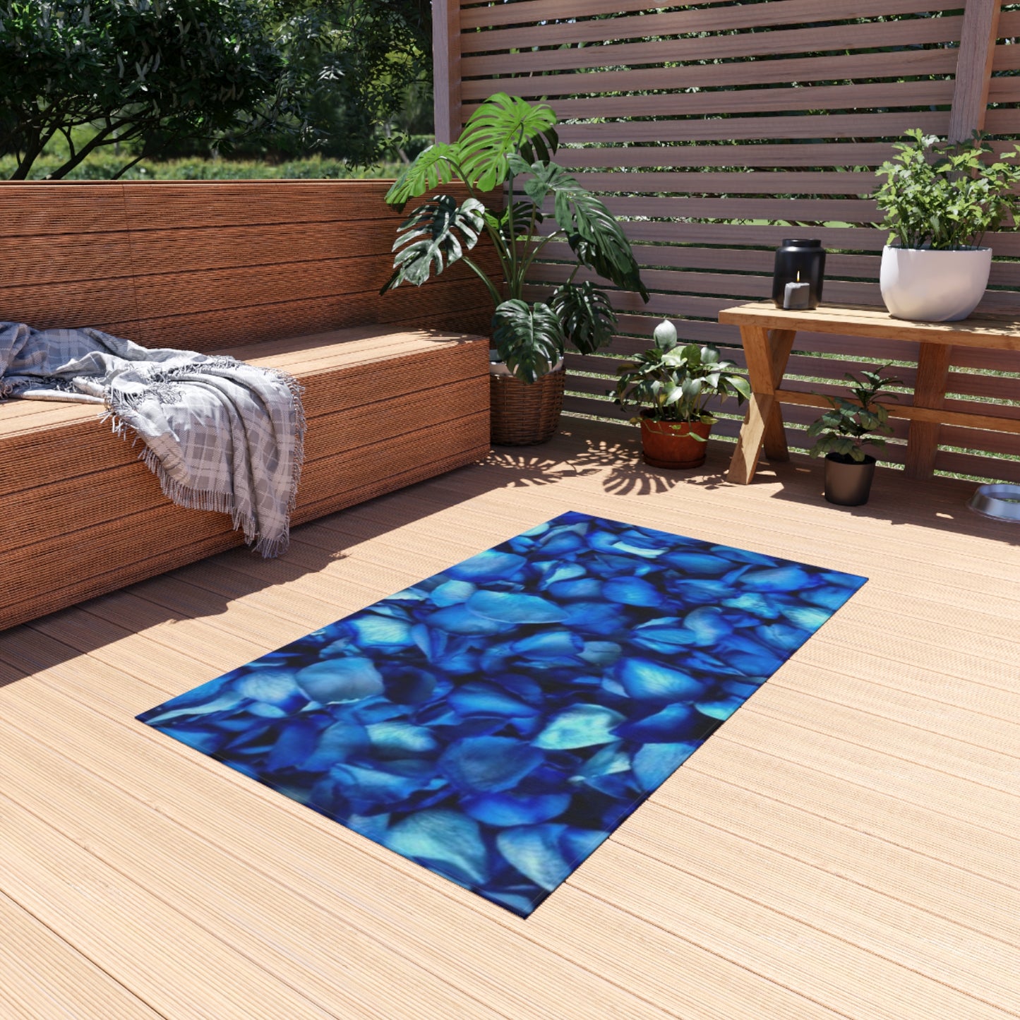 Blue Petals Outdoor Rug