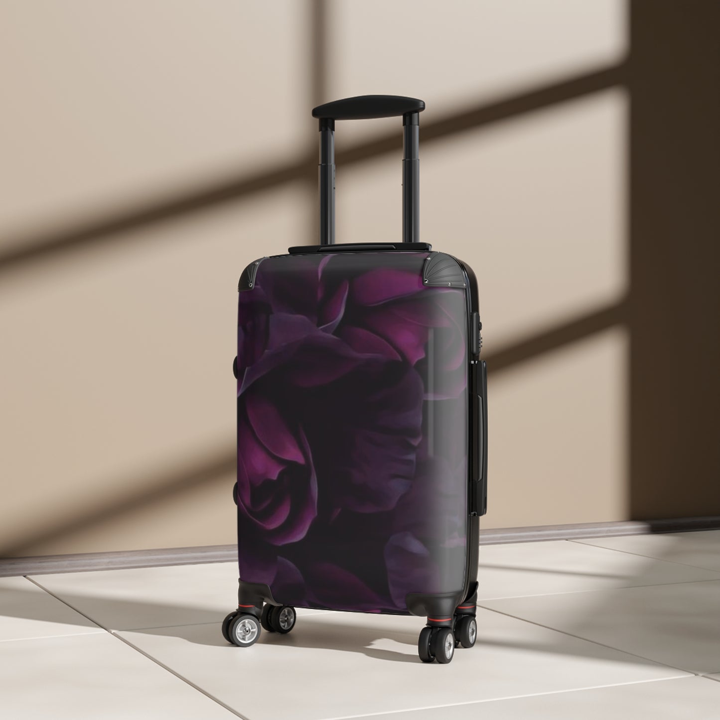 Dark Purple Floral Suitcase