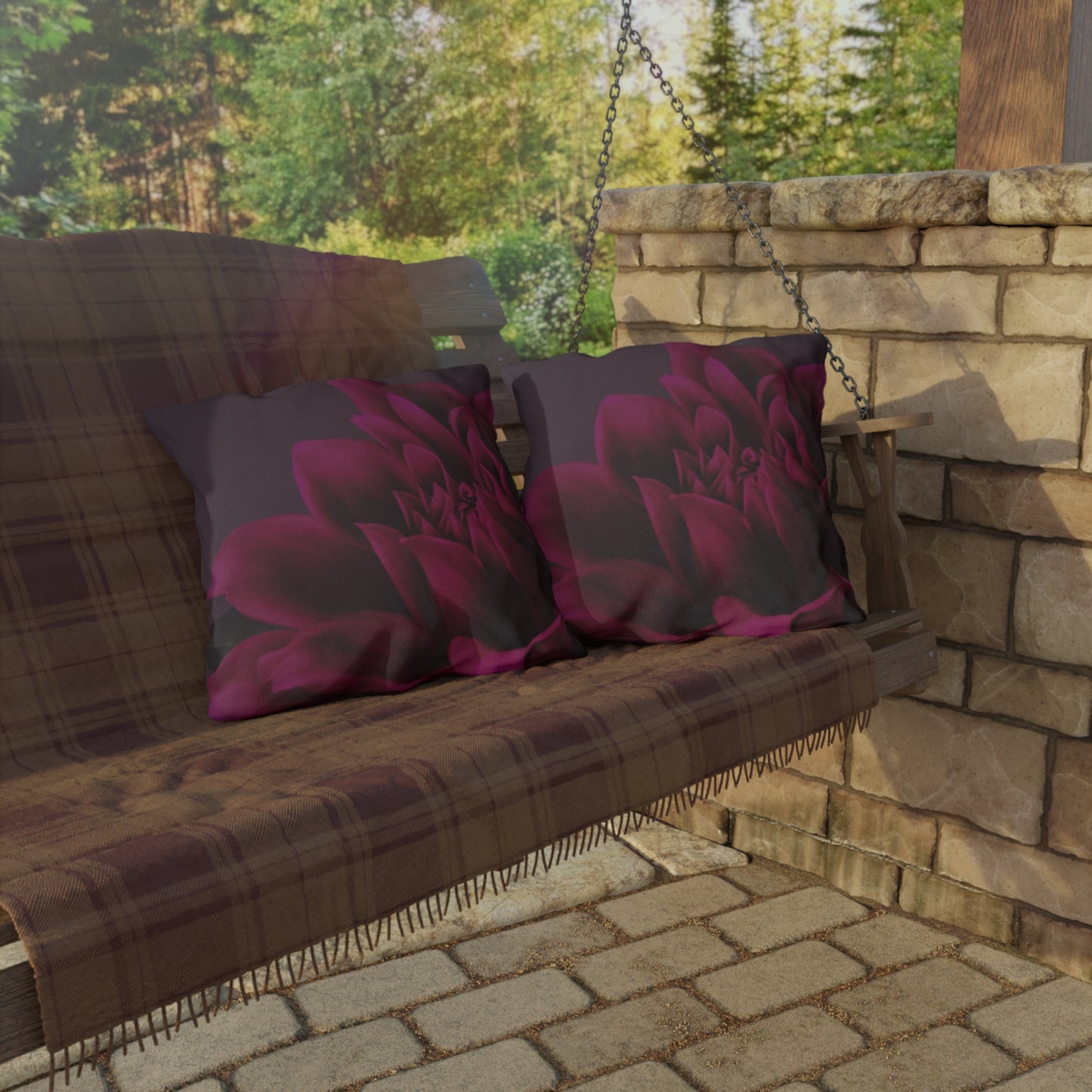 Magenta Dahlia Outdoor Pillow
