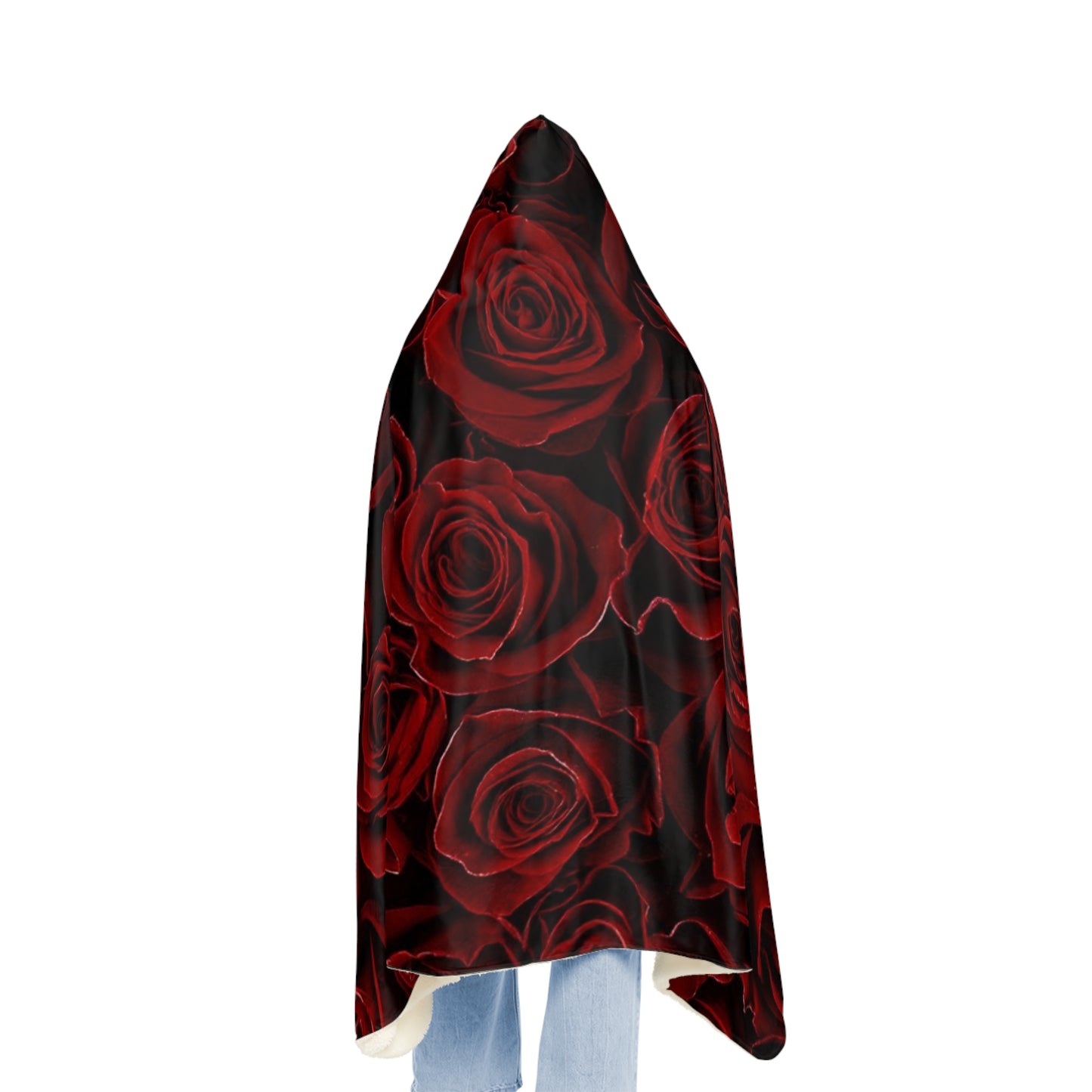 Red Roses Floral Hooded Blanket – Romantic Cozy Favorite