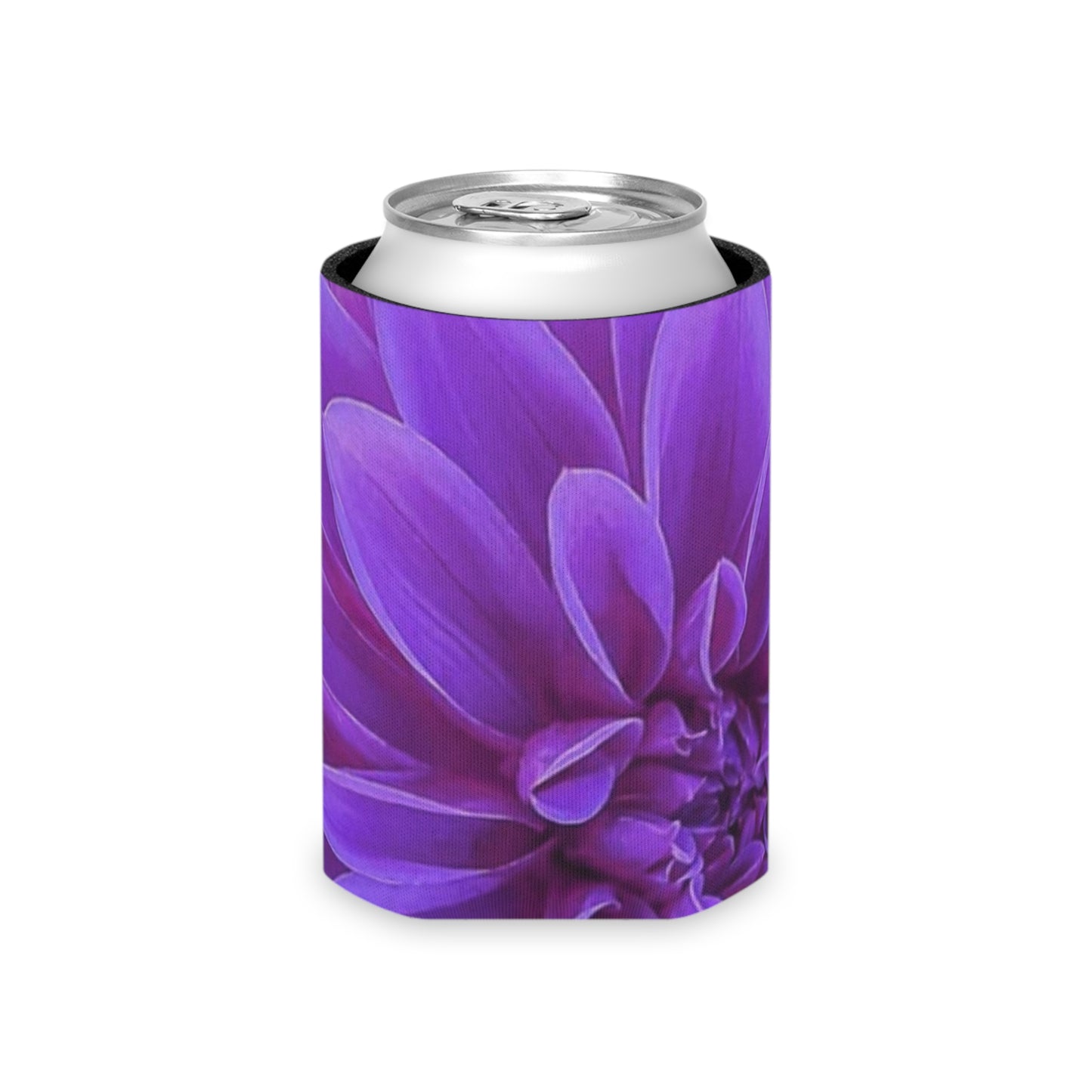 Floral Can Cooler - Purple Dahlia Design