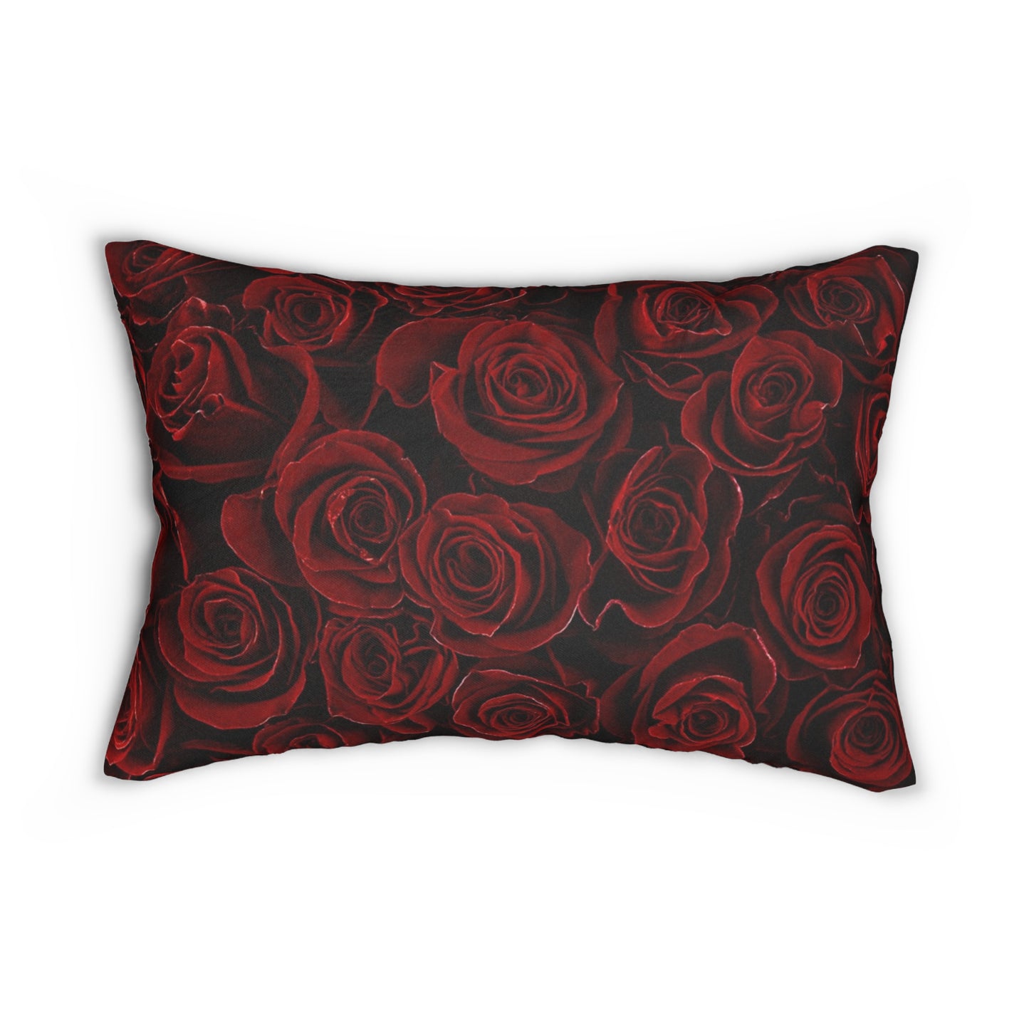 Floral Lumbar Pillow – Red Roses Romantic Touch