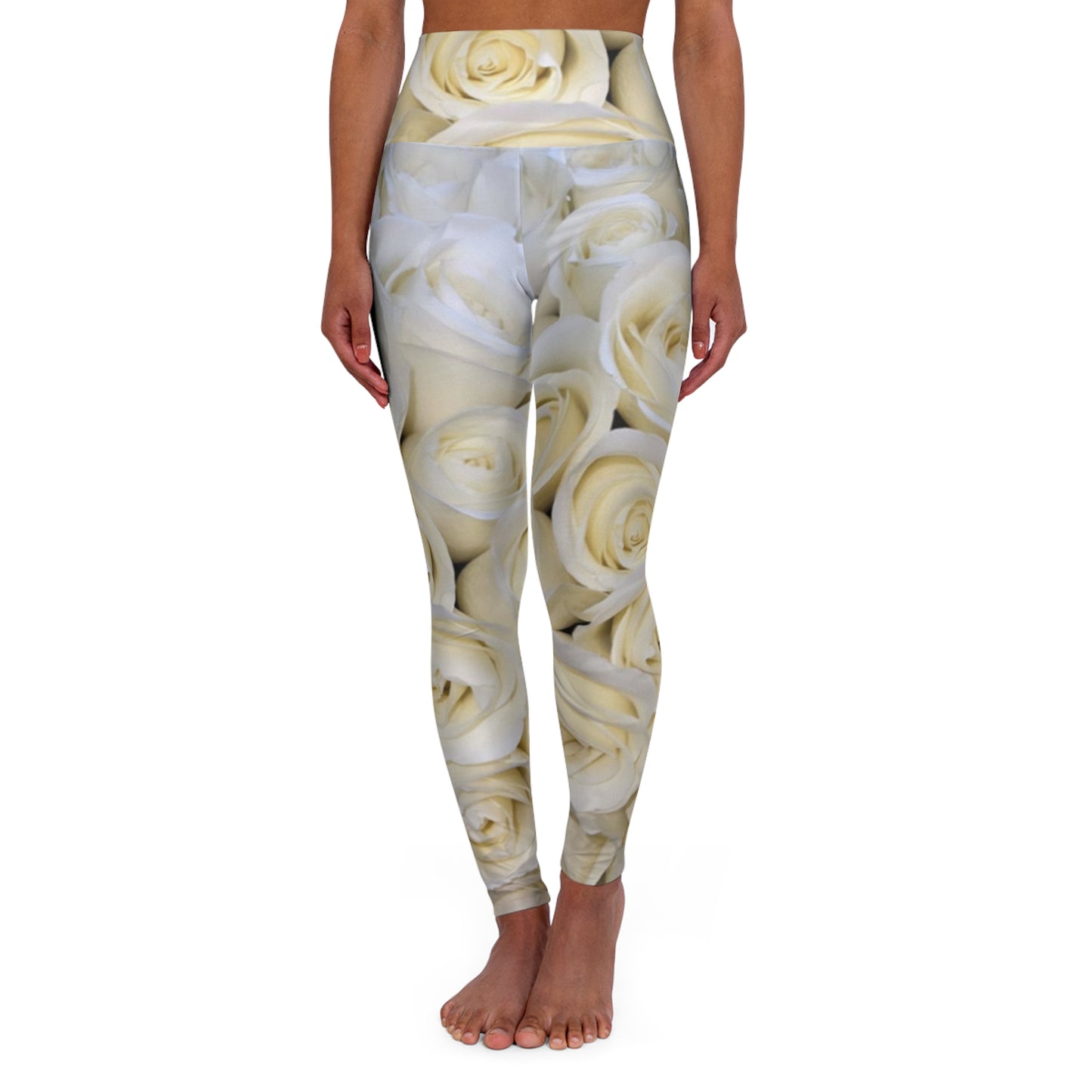 White Roses Floral Skinny Fit Legging for Gym