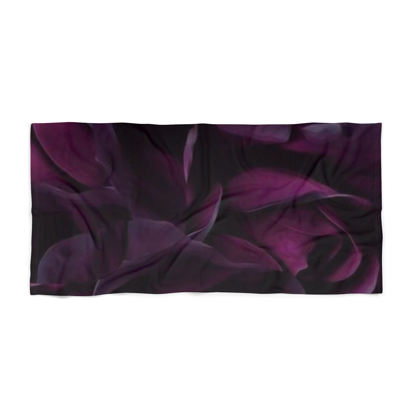 Dark Purple Floral Beach Towel