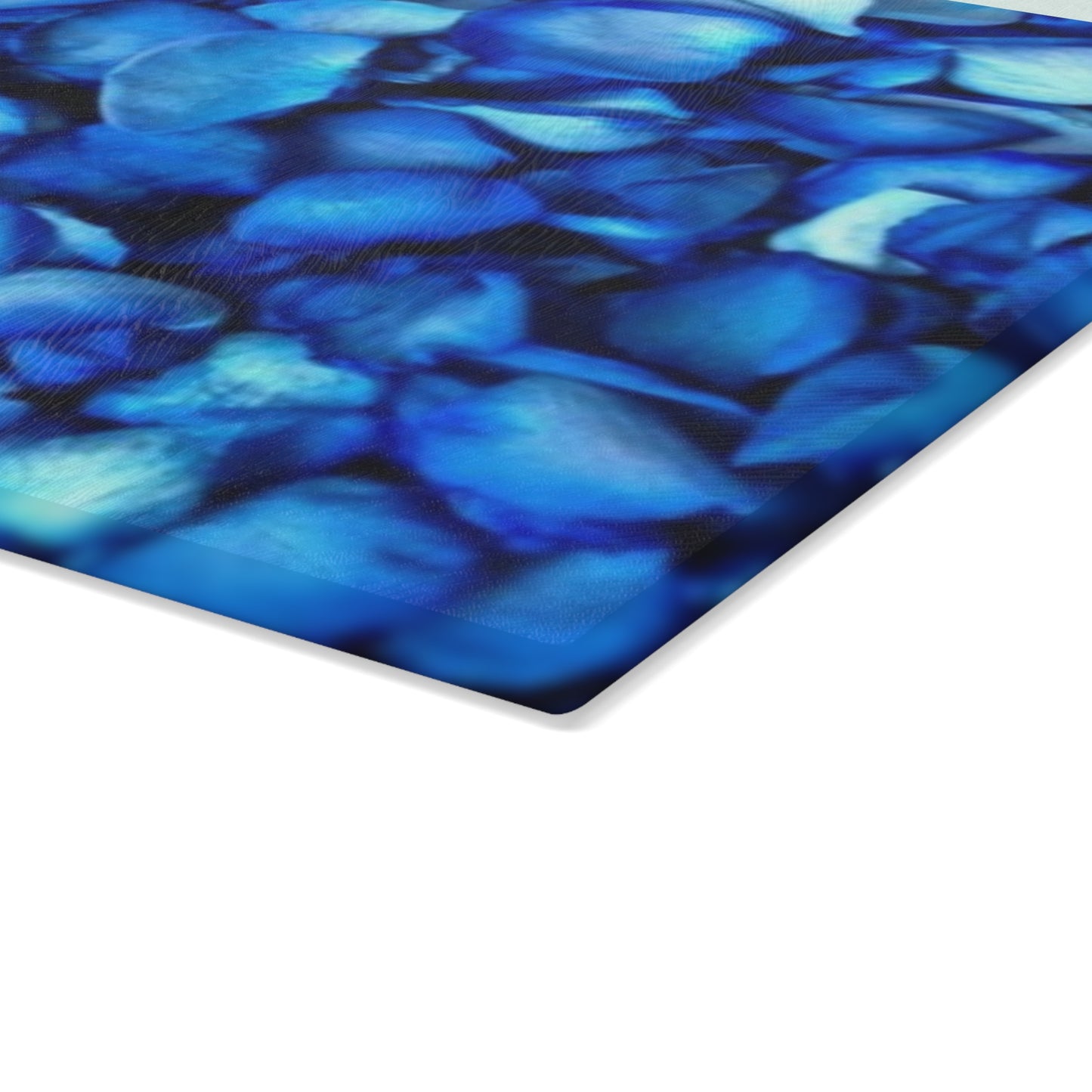 Blue Petals Floral Glass Cutting Board – Durable Kitchen Art