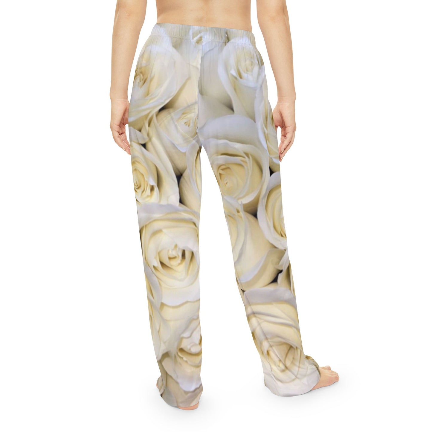 White Roses Cozy Floral Pajama Pant