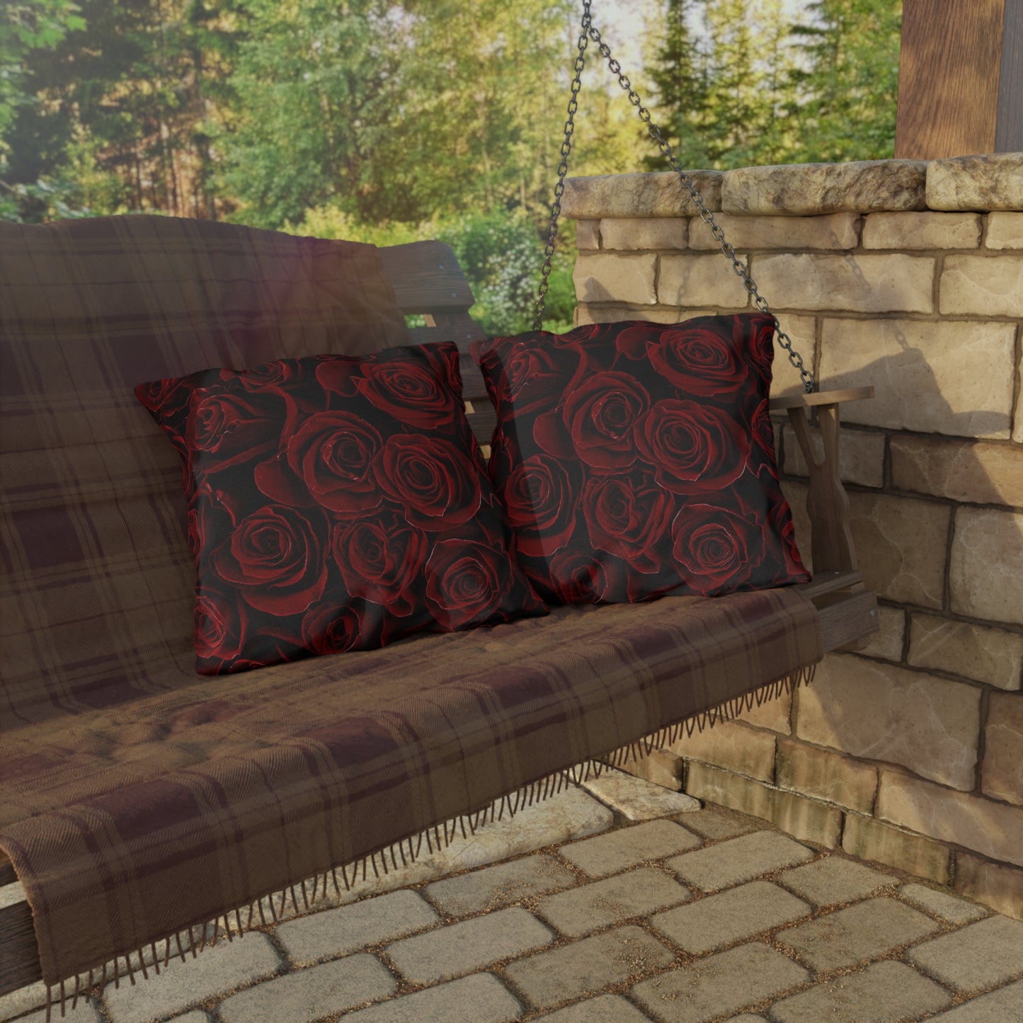 Red Roses Outdoor Pillow