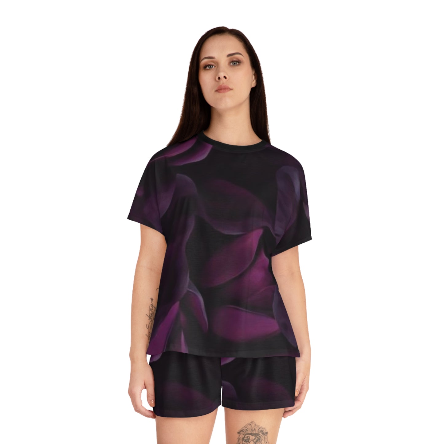 Dark Purple Floral Pajama Set