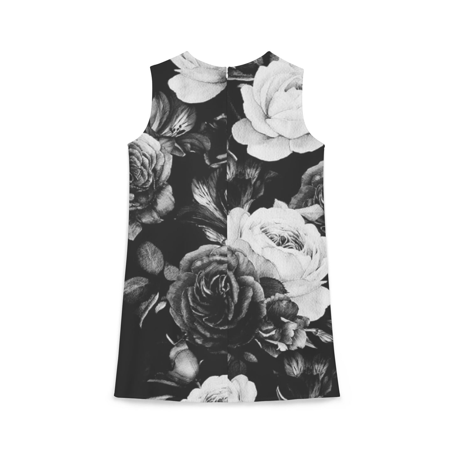 Black and White Floral Sleeveless Shift Dress – Timeless Style, Effortless Fit