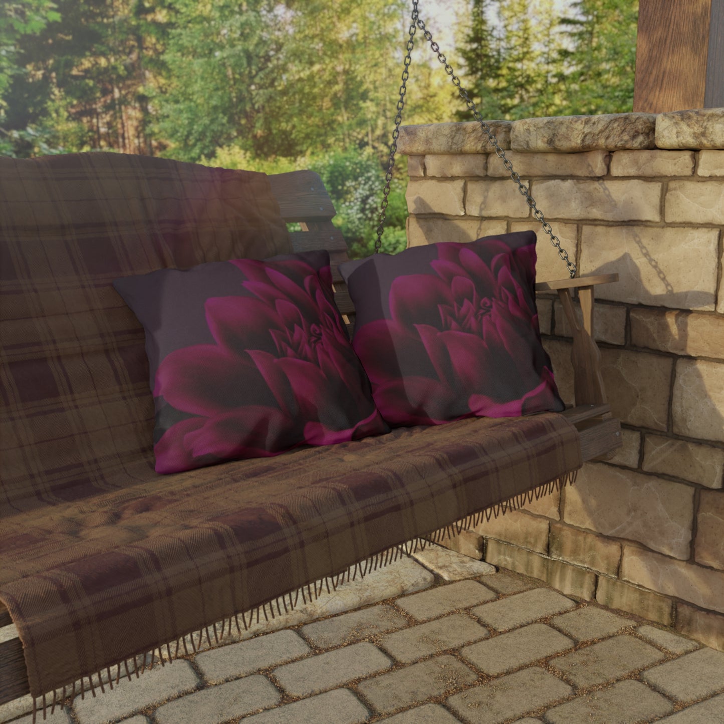 Magenta Dahlia Outdoor Pillow