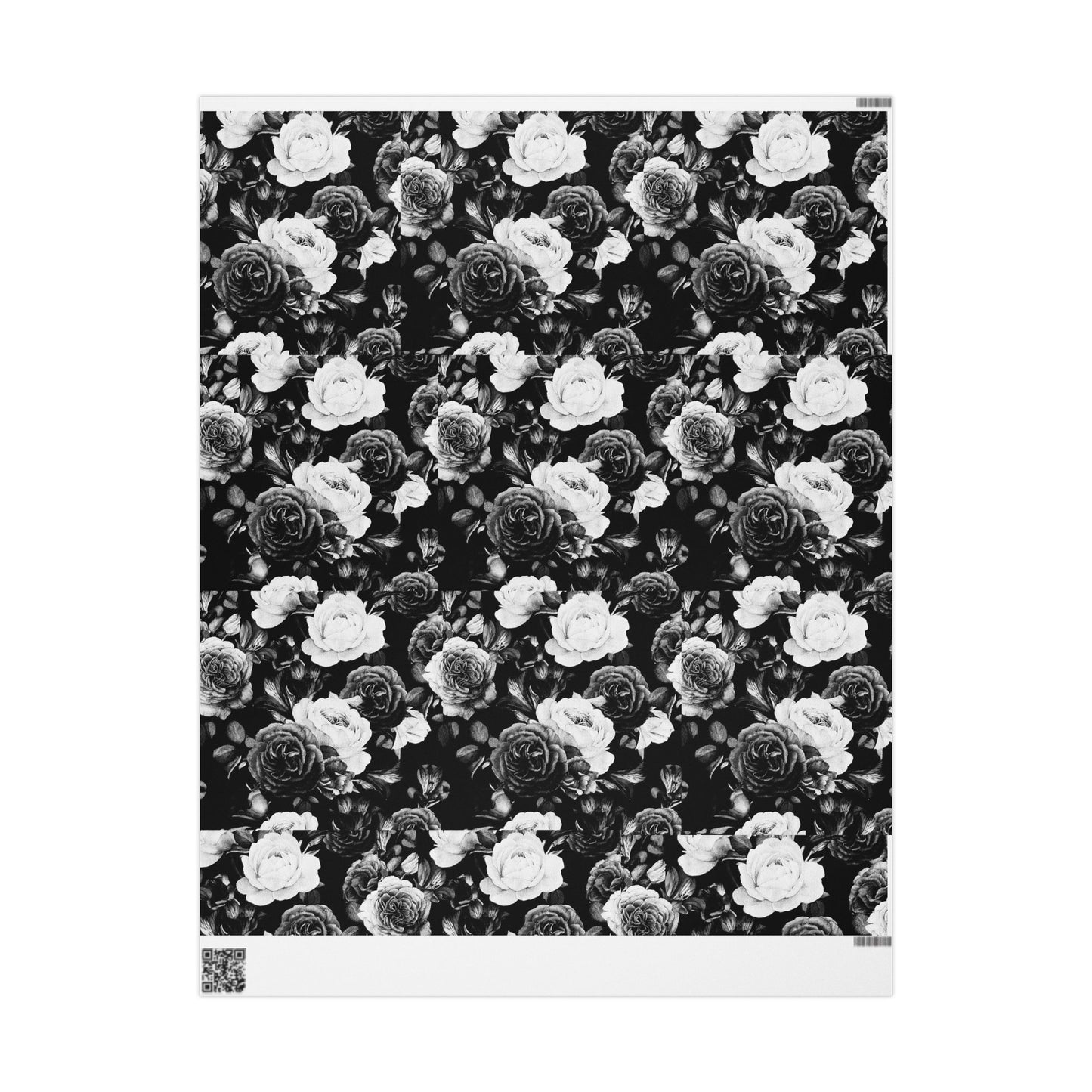 Wrapping Paper - Black and White Floral Design