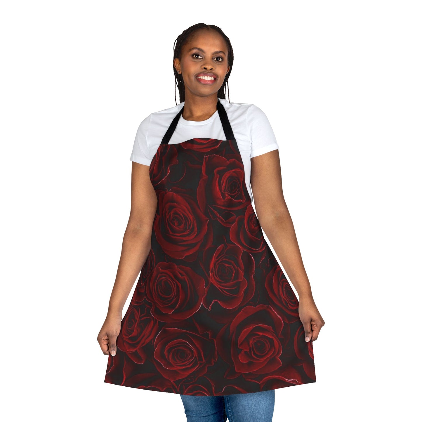 Cute Floral Apron – Red Roses Design for Passionate Home Chefs