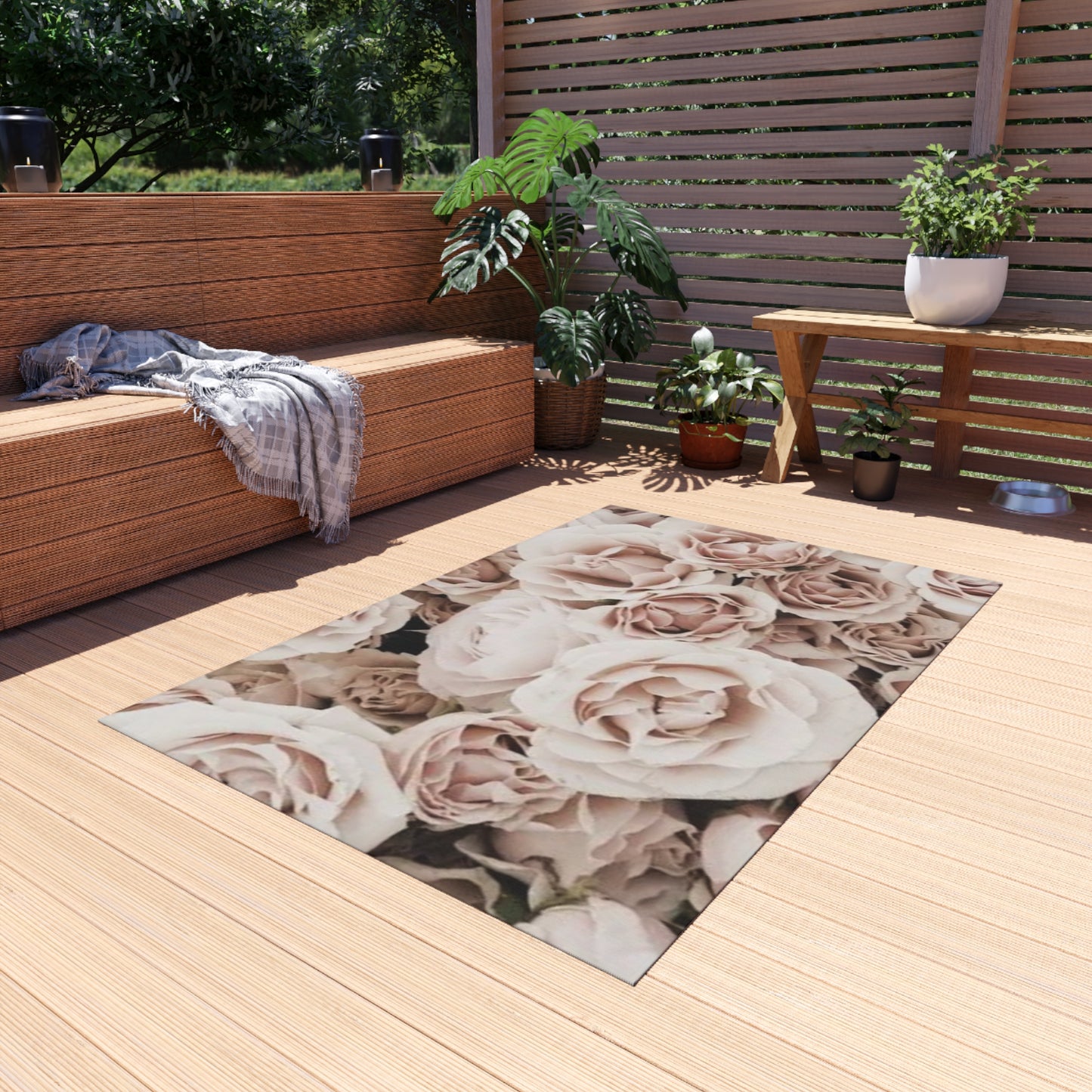 Light Pink Roses Outdoor Rug