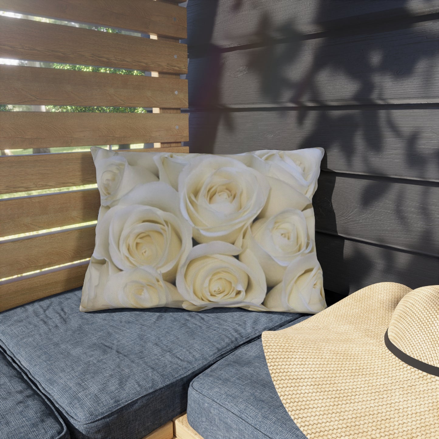 White Roses Outdoor Pillow